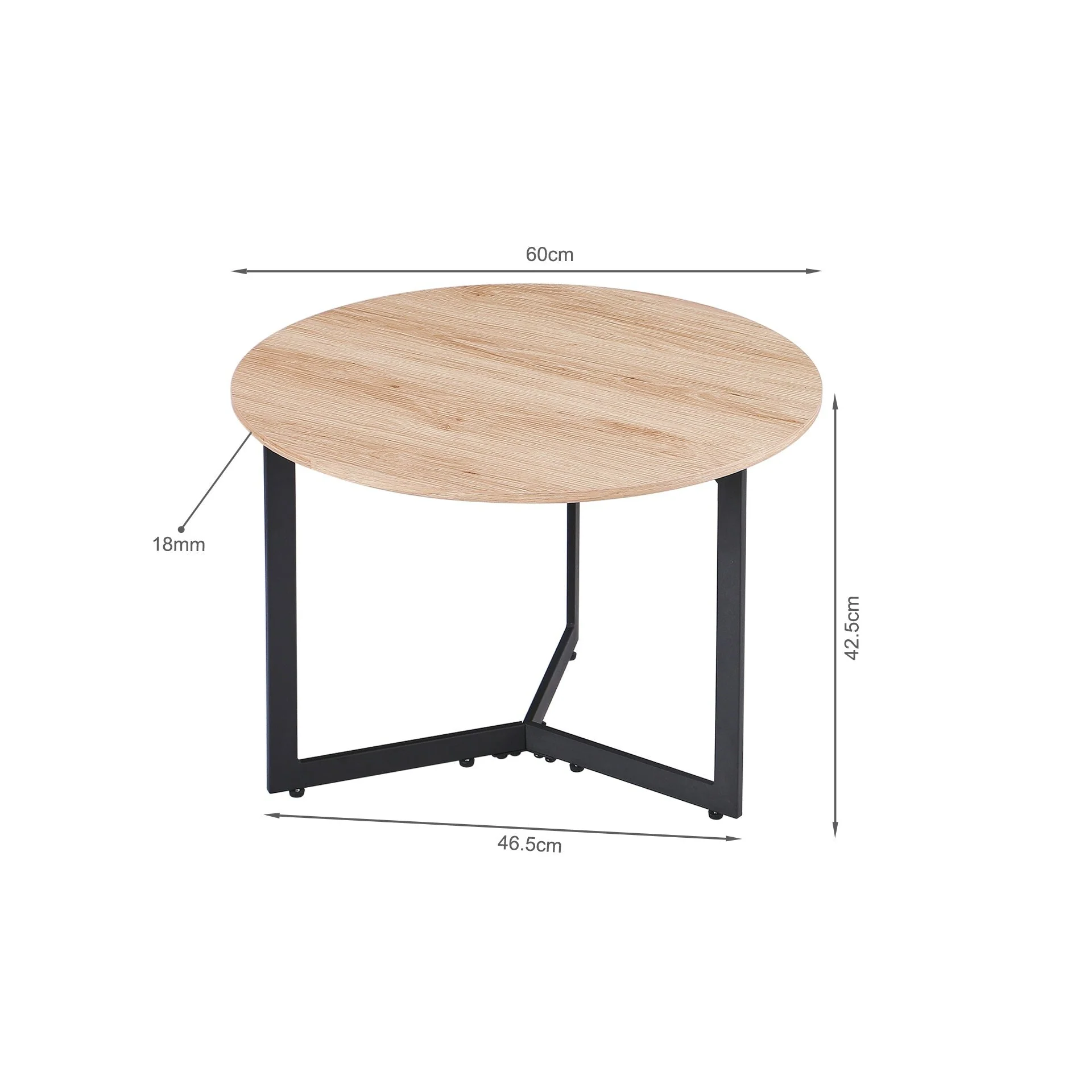 Joseph Coffee Table 60cm - Wood Grain + Black - Image 6