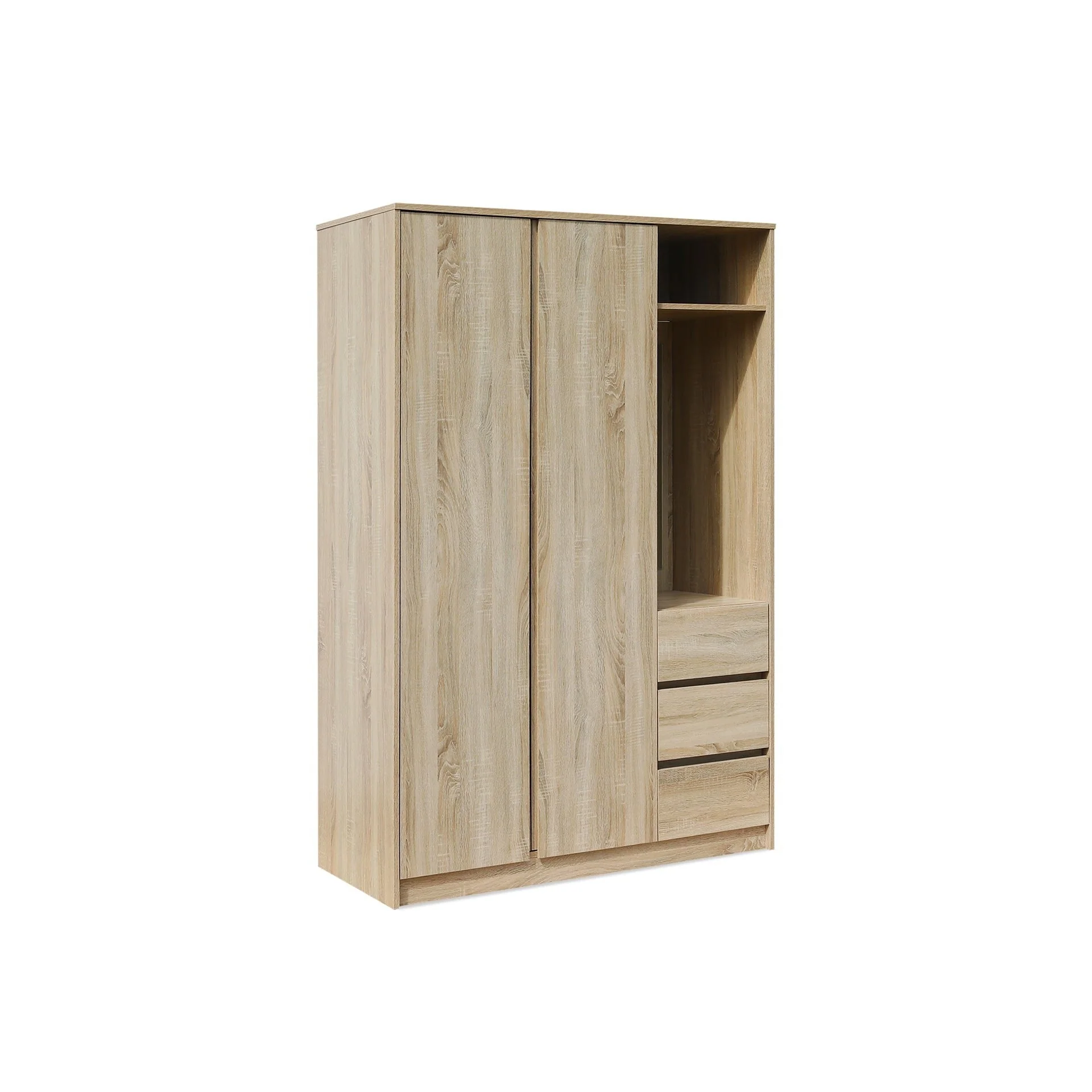 Julia 2 Door Wardrobe With 3 Drawers - Oak - Image 7