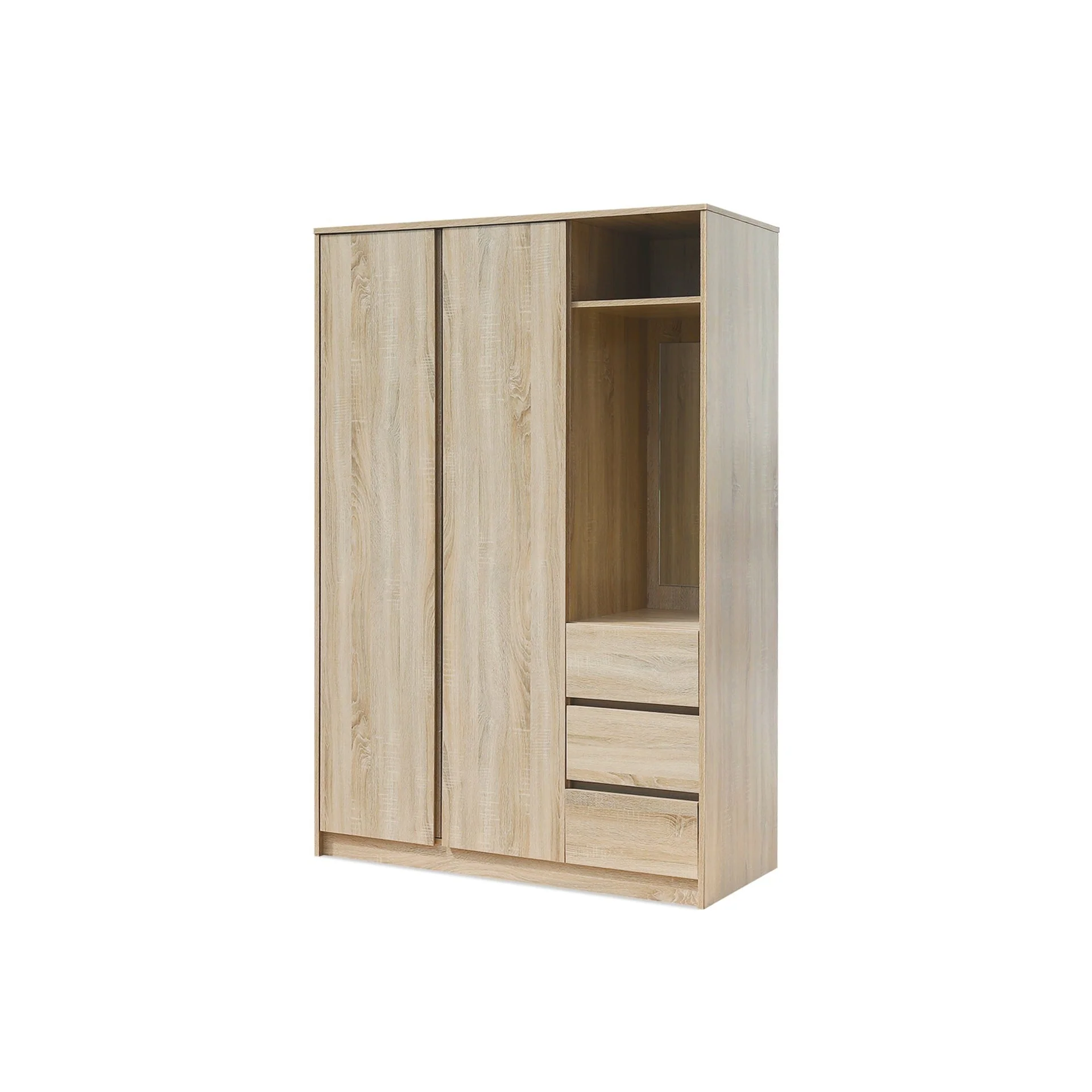 Julia 2 Door Wardrobe With 3 Drawers - Oak - Image 9