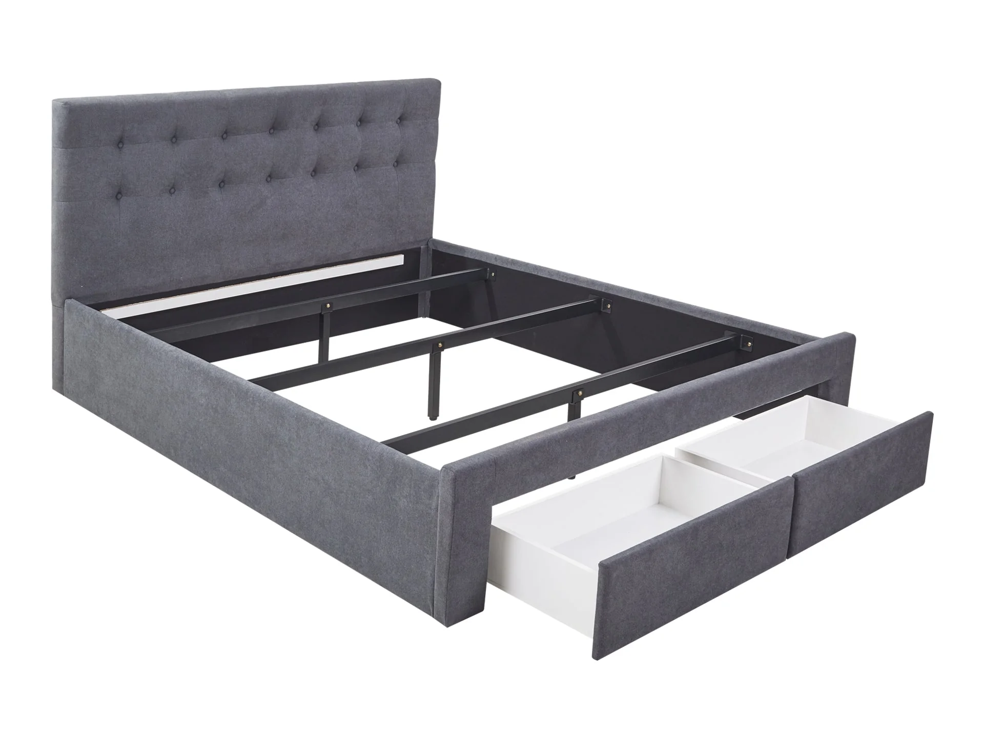 JULIAN King Bed Frame with Storage - DARK GREY - Image 4