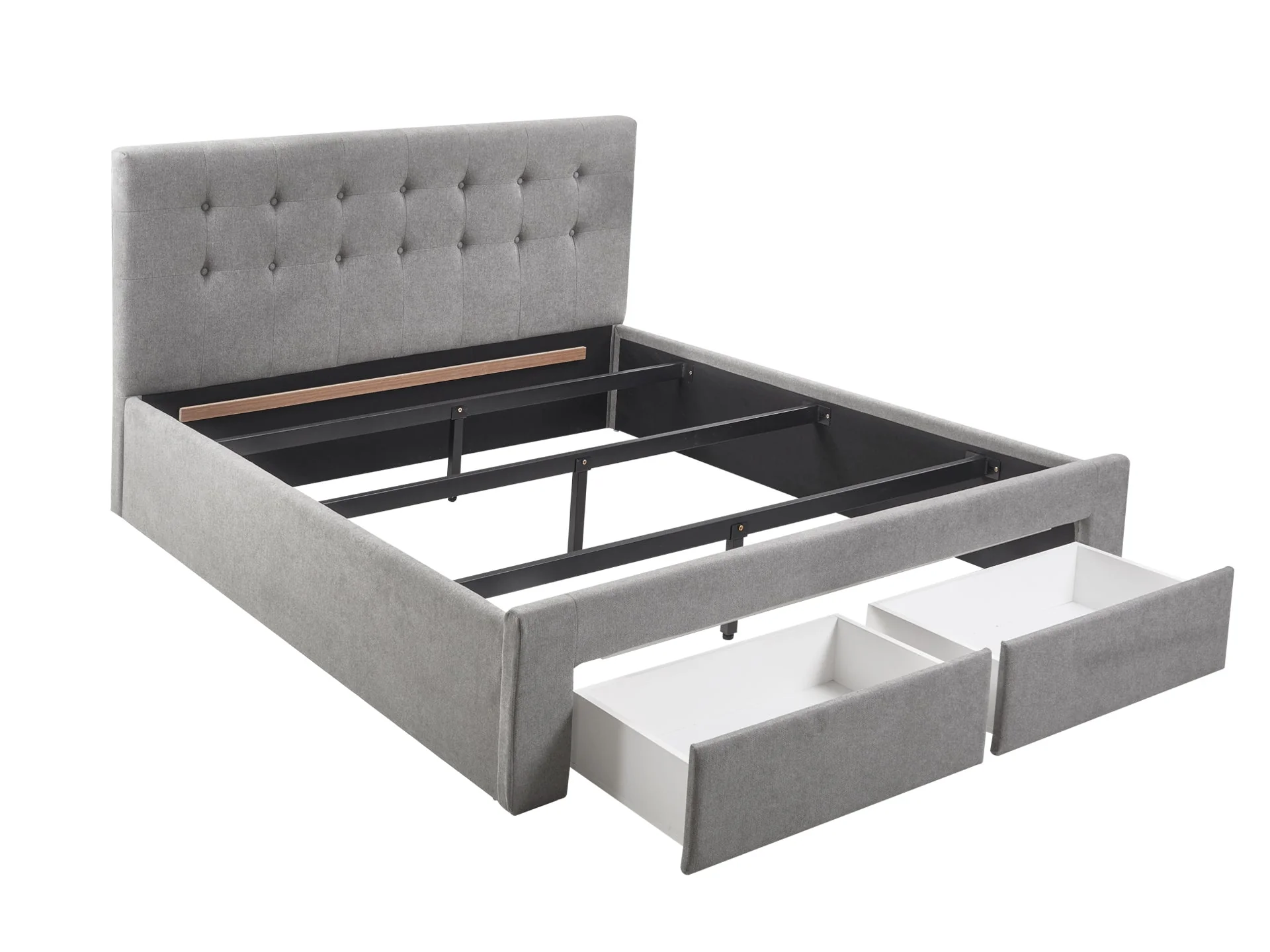 JULIAN King Bed Frame with Storage - LIGHT GREY - Image 4
