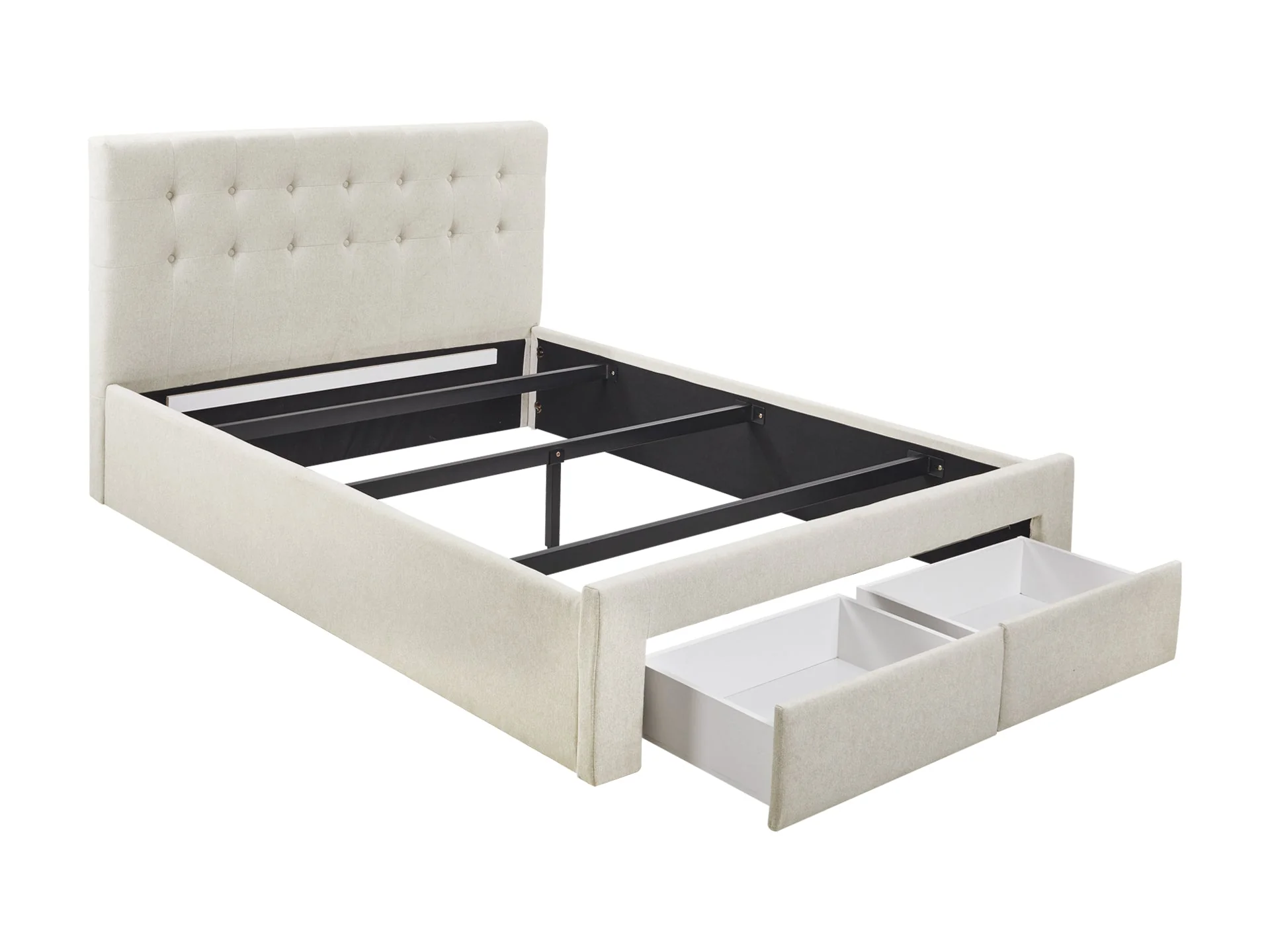 JULIAN Queen Bed Frame with Storage - BEIGE - Image 4