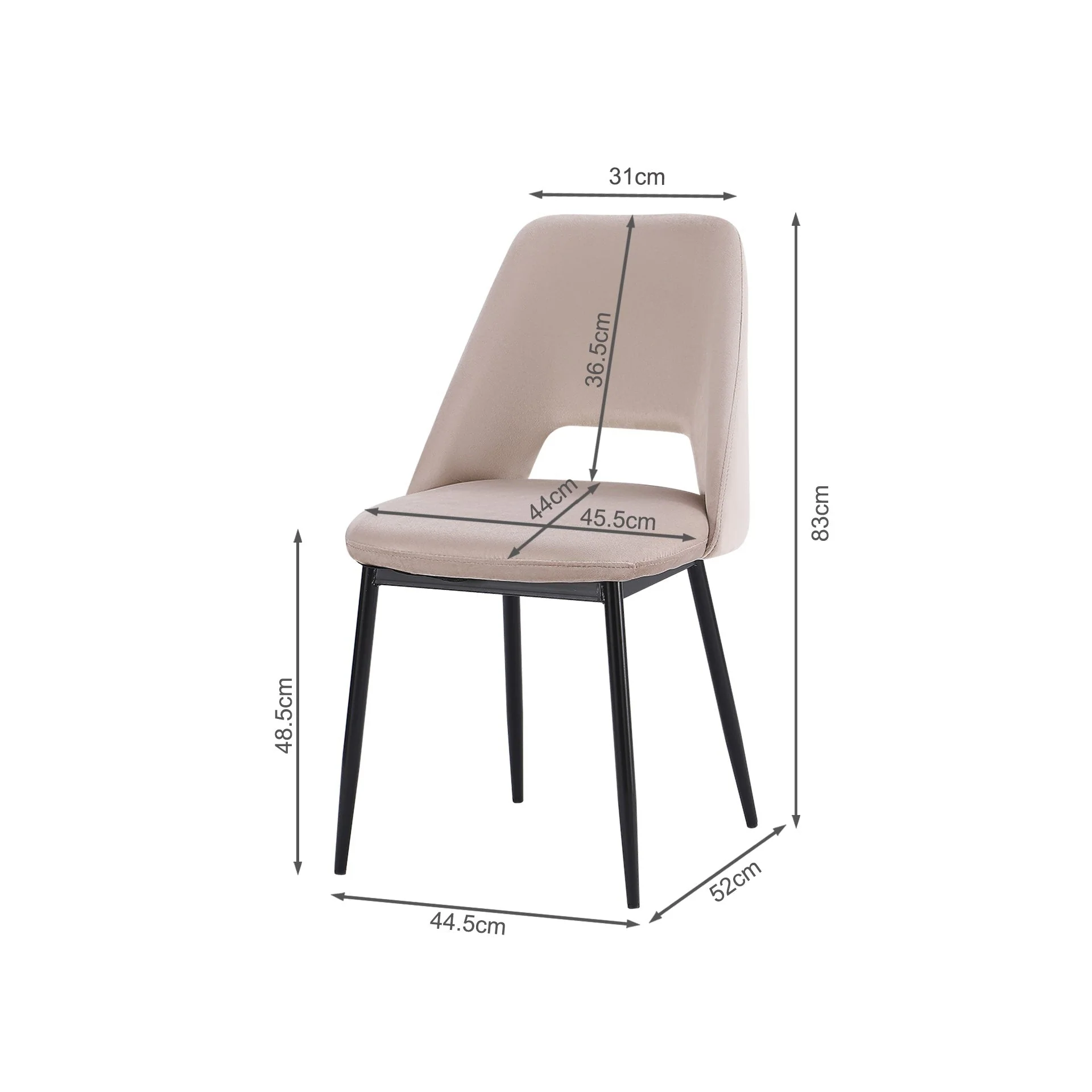 Julie Dining Chair - Set of 4 - Light Brown + Black - Image 8