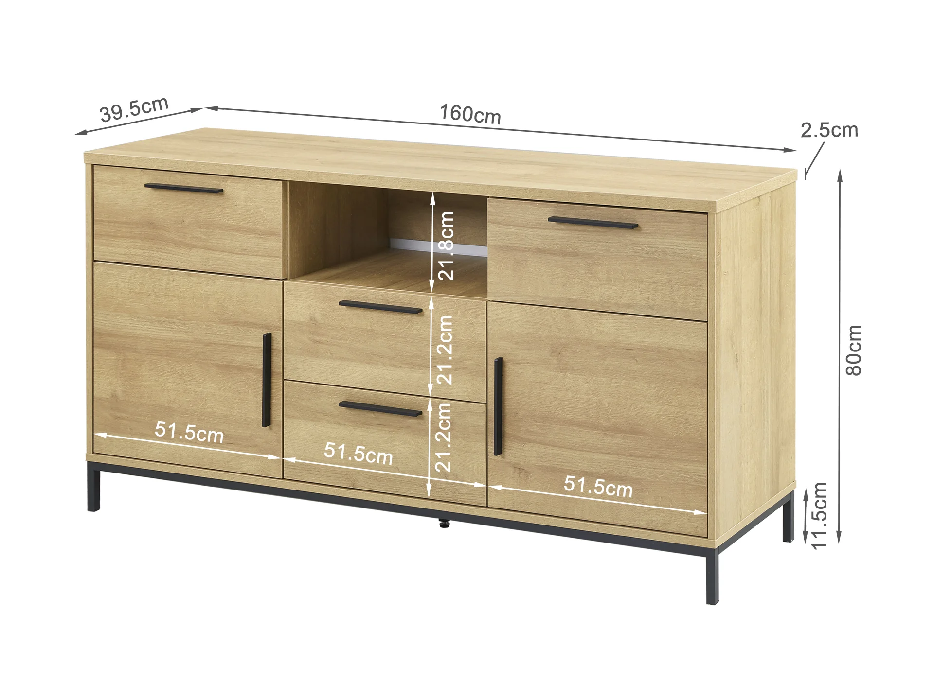 Kaden Sideboard Buffet Table - Oak - Image 3