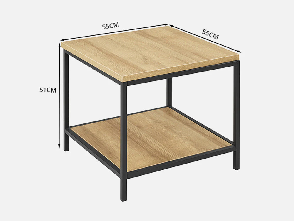 KADEN Square Coffee Table Side Table - Oak - Image 5