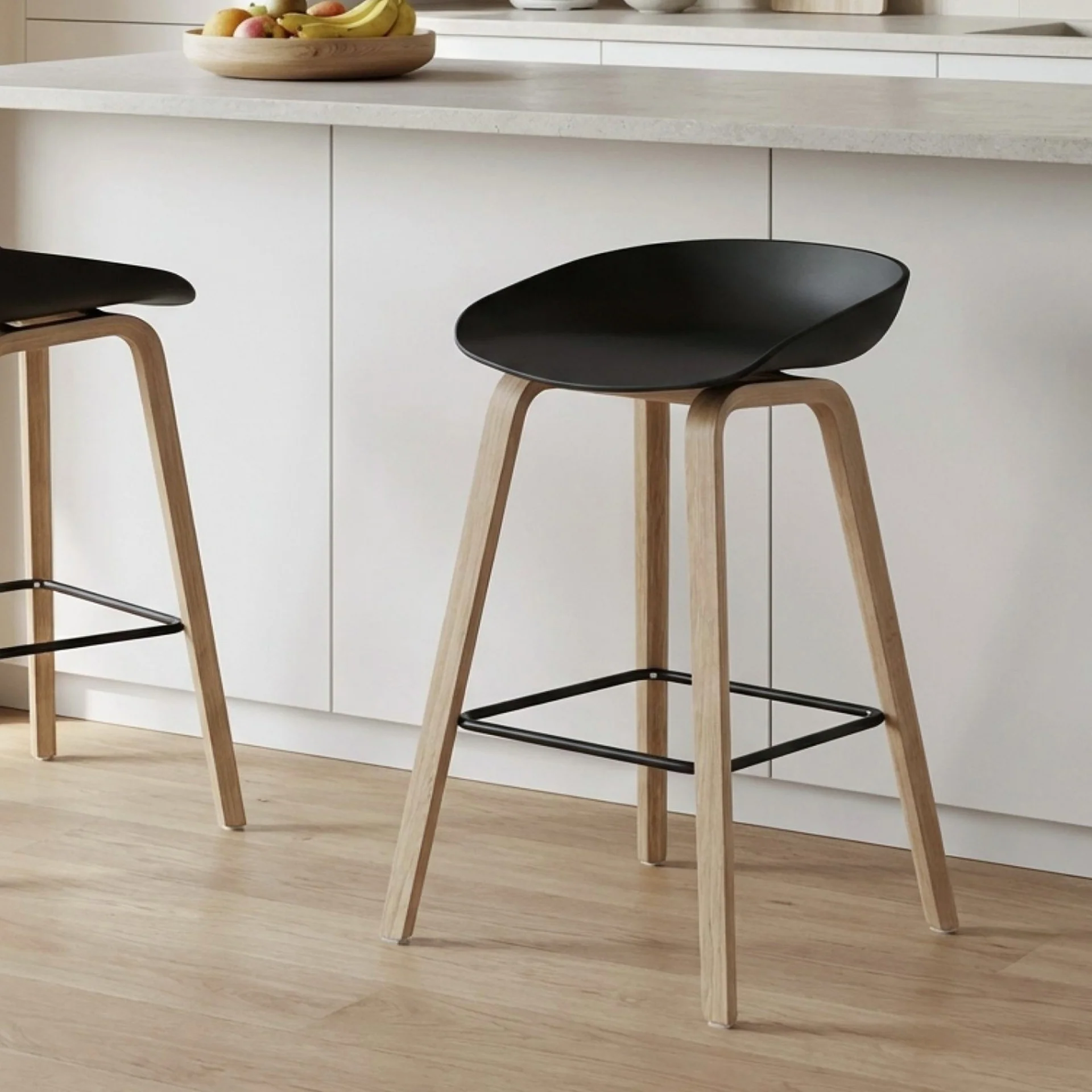 Kai Bar Stool Metal Barstool 65cm - Black
