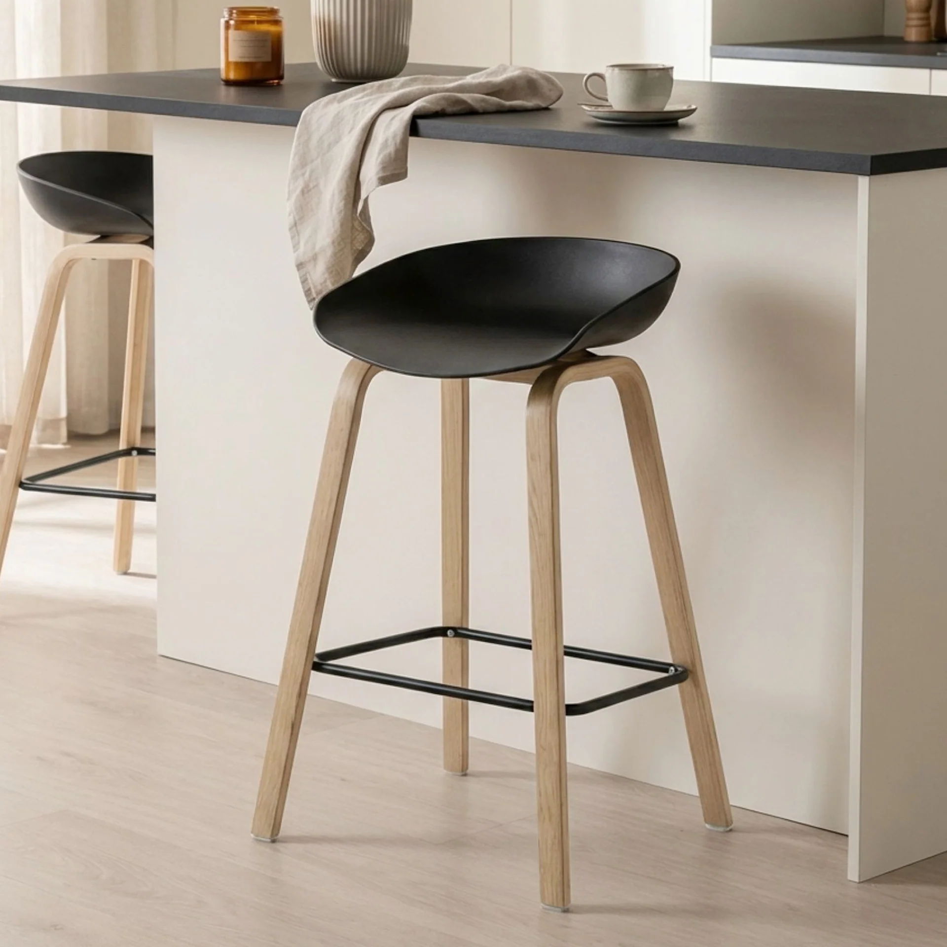 Kai Bar Stool Metal Barstool 65cm - Black - Image 4