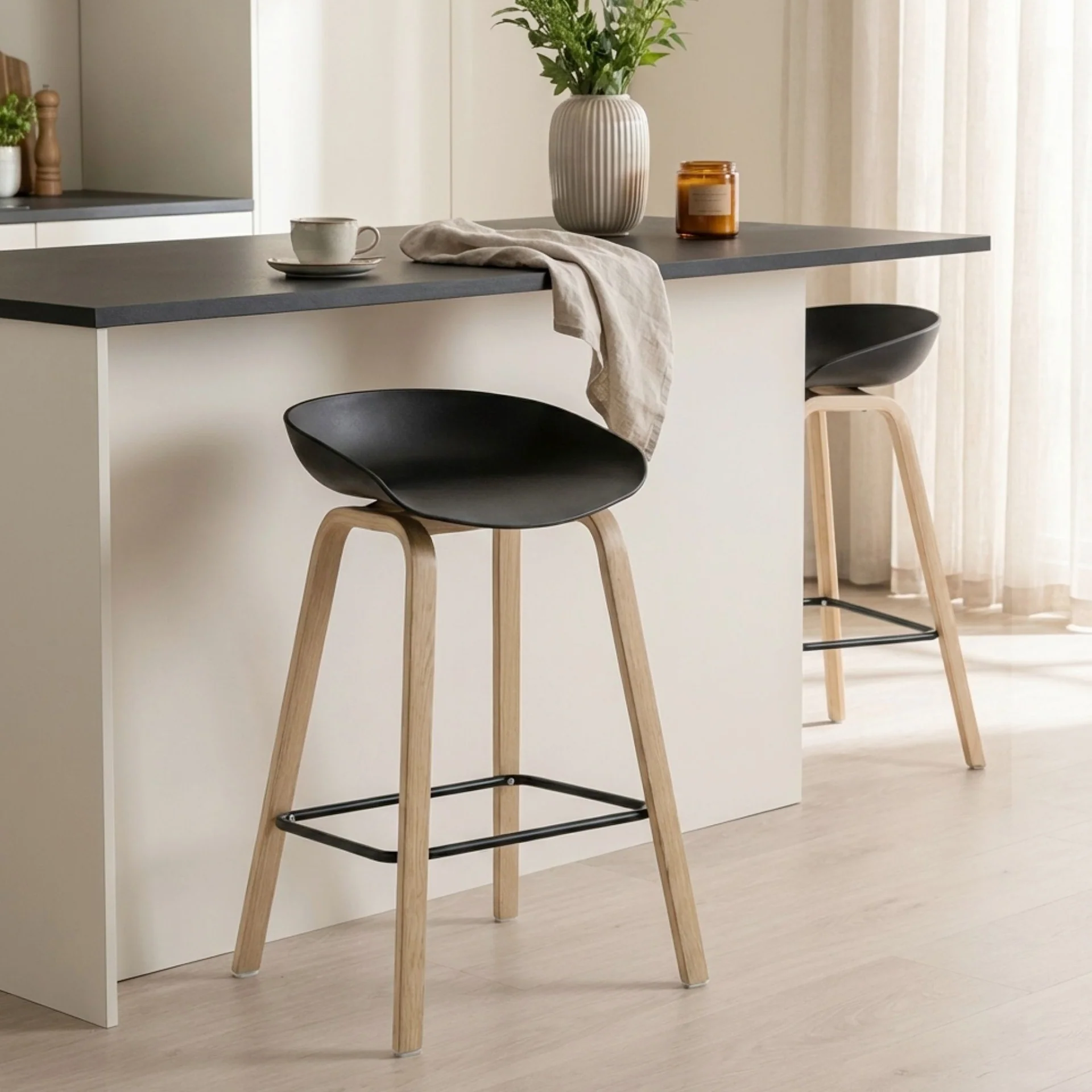 Kai Bar Stool Metal Barstool 65cm - Black - Image 5