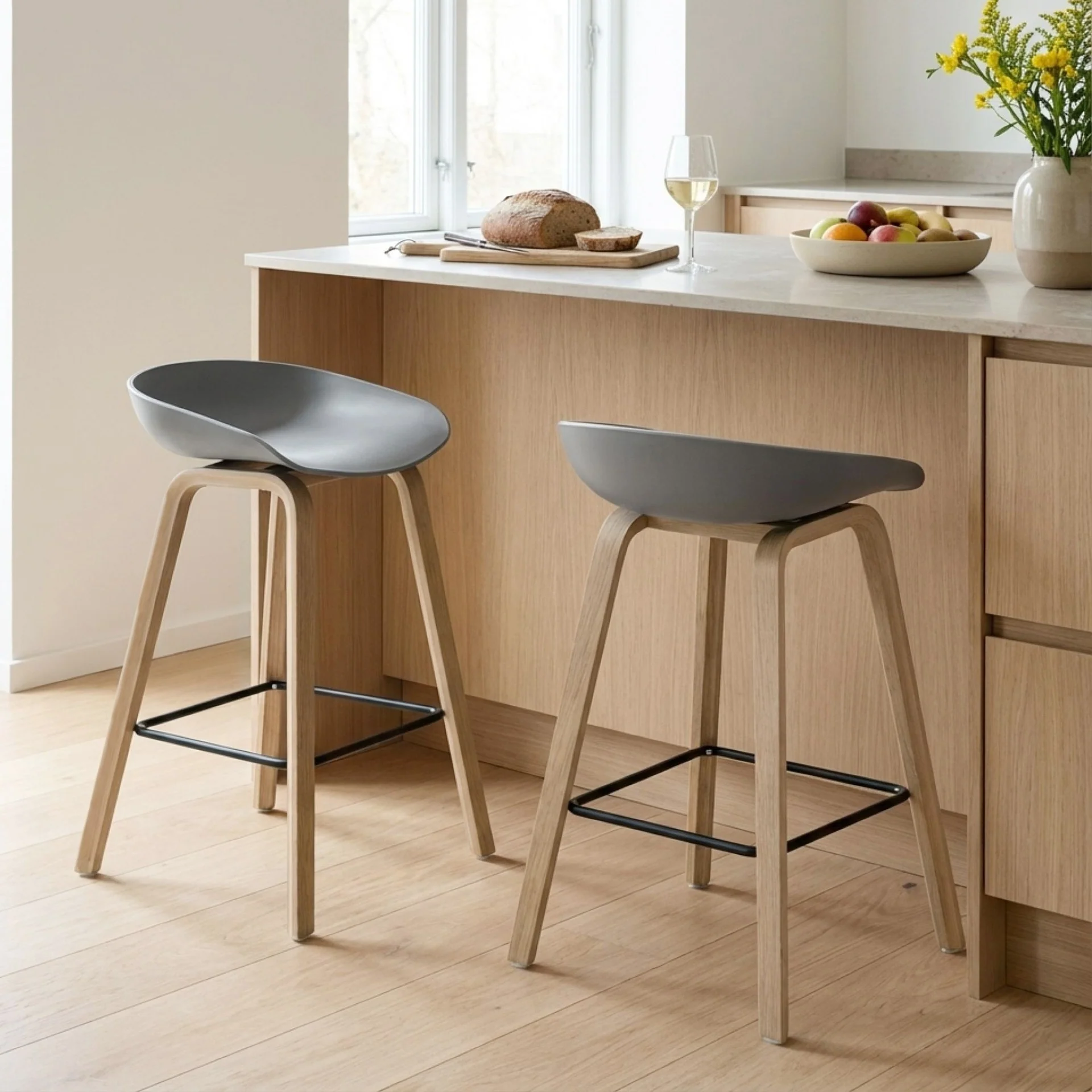 Kai Pro Metal Bar Stool 65cm - Set of 2 - Grey