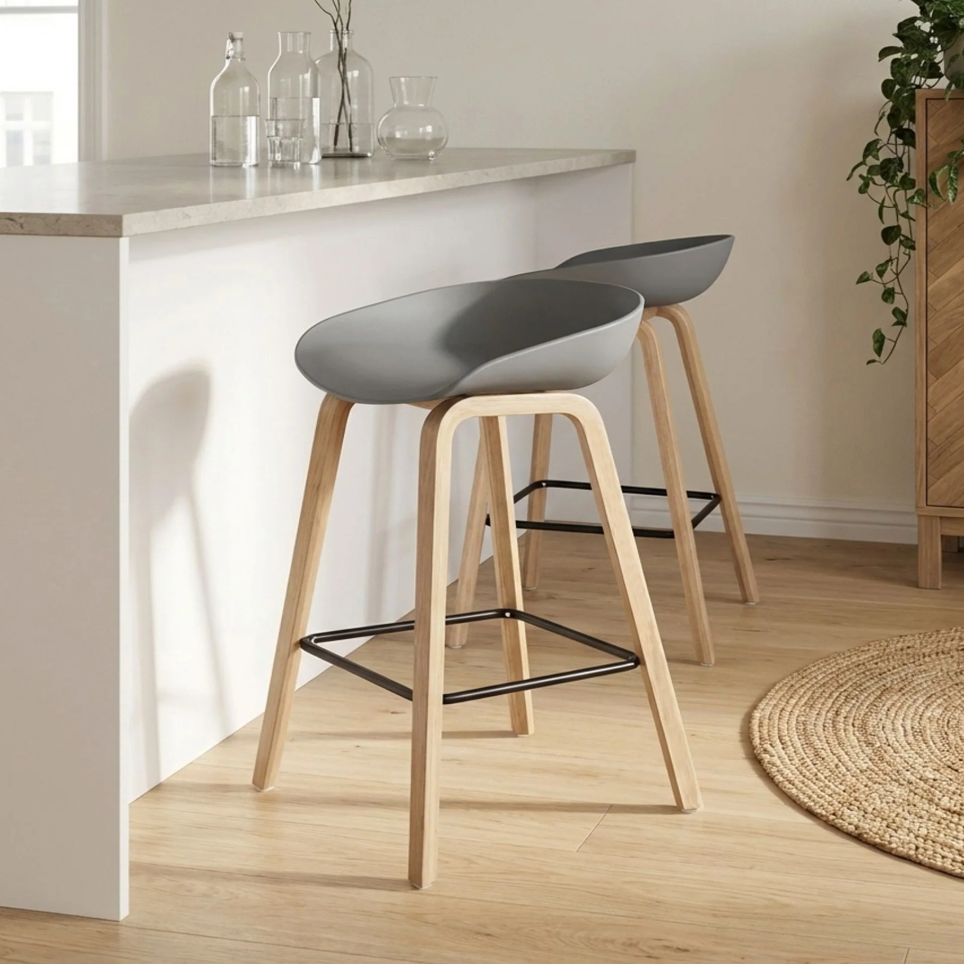 Kai Pro Metal Bar Stool 65cm - Set of 2 - Grey - Image 3