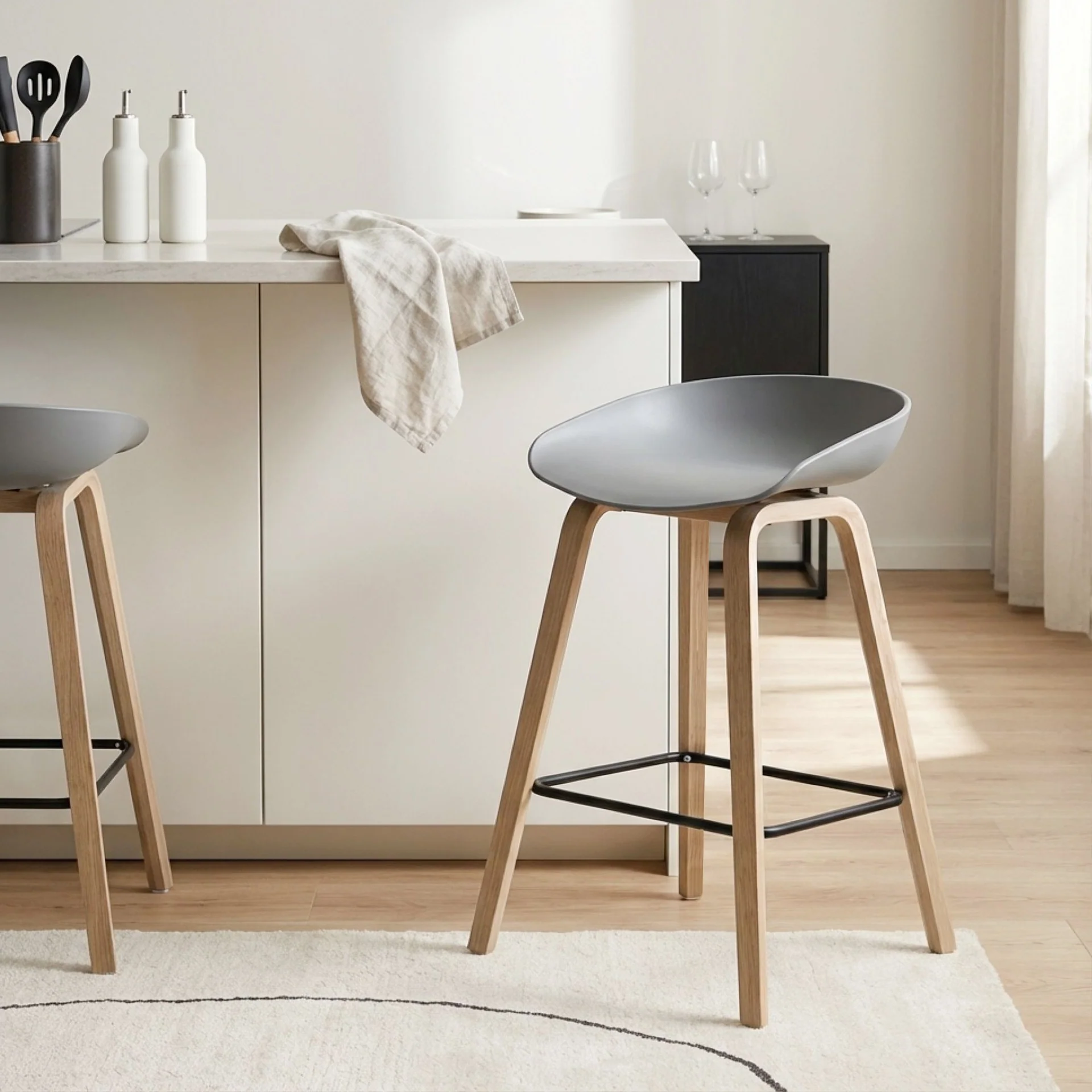 Kai Pro Metal Bar Stool 65cm - Set of 2 - Grey - Image 4