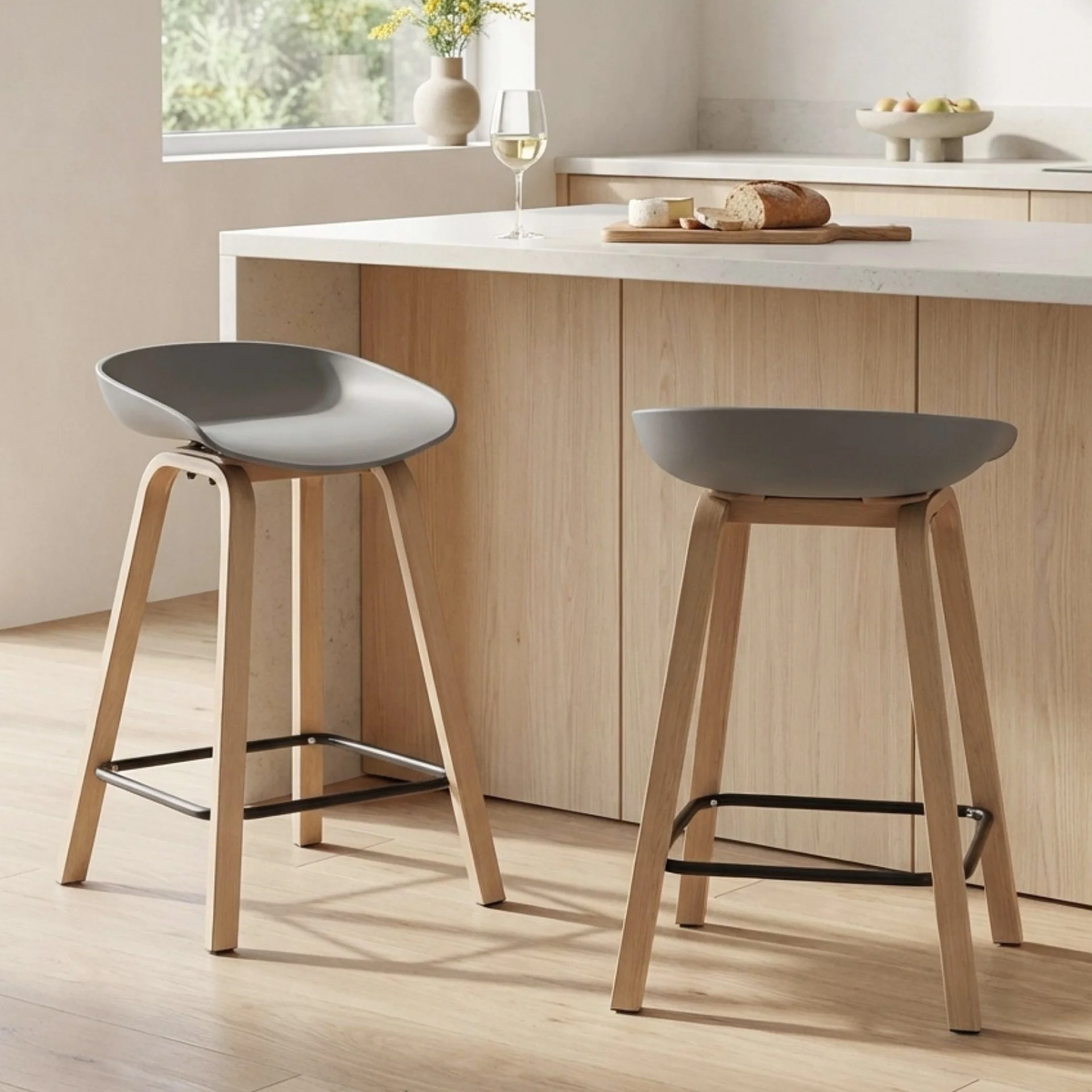 Kai Pro Metal Bar Stool 65cm - Set of 2 - Grey - Image 5