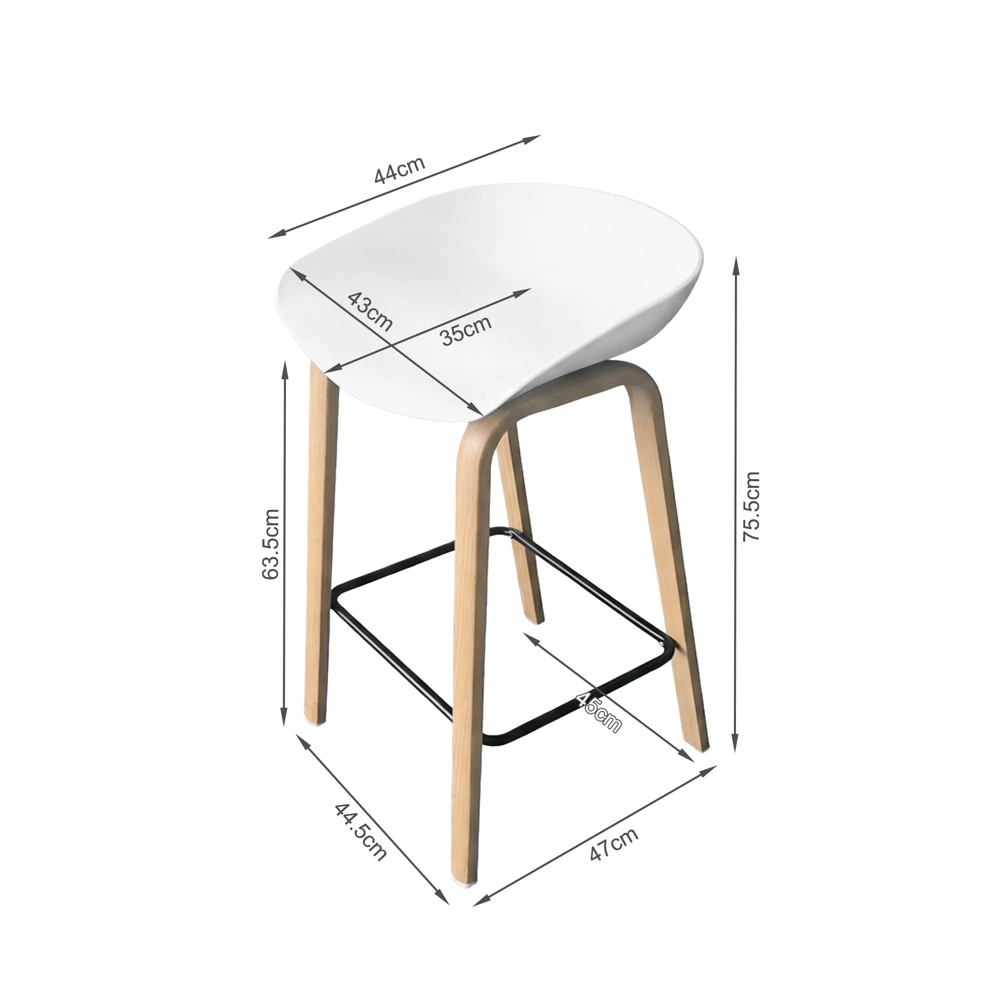Kai Pro Metal Bar Stool 65cm - Set of 2 - White - Image 12