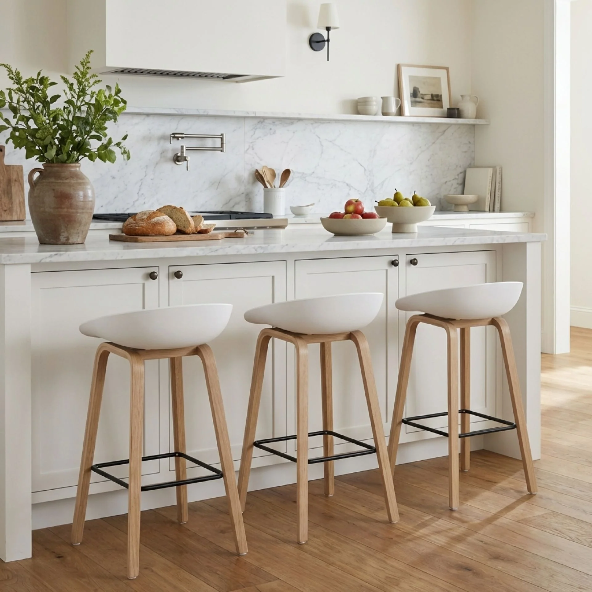 Kai Bar Stool Metal Barstool 65cm - White - Image 2