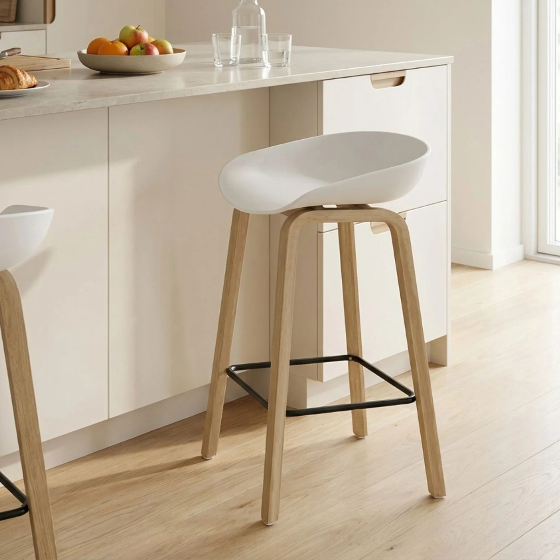 Kai Bar Stool Metal Barstool 65cm - White - Image 7