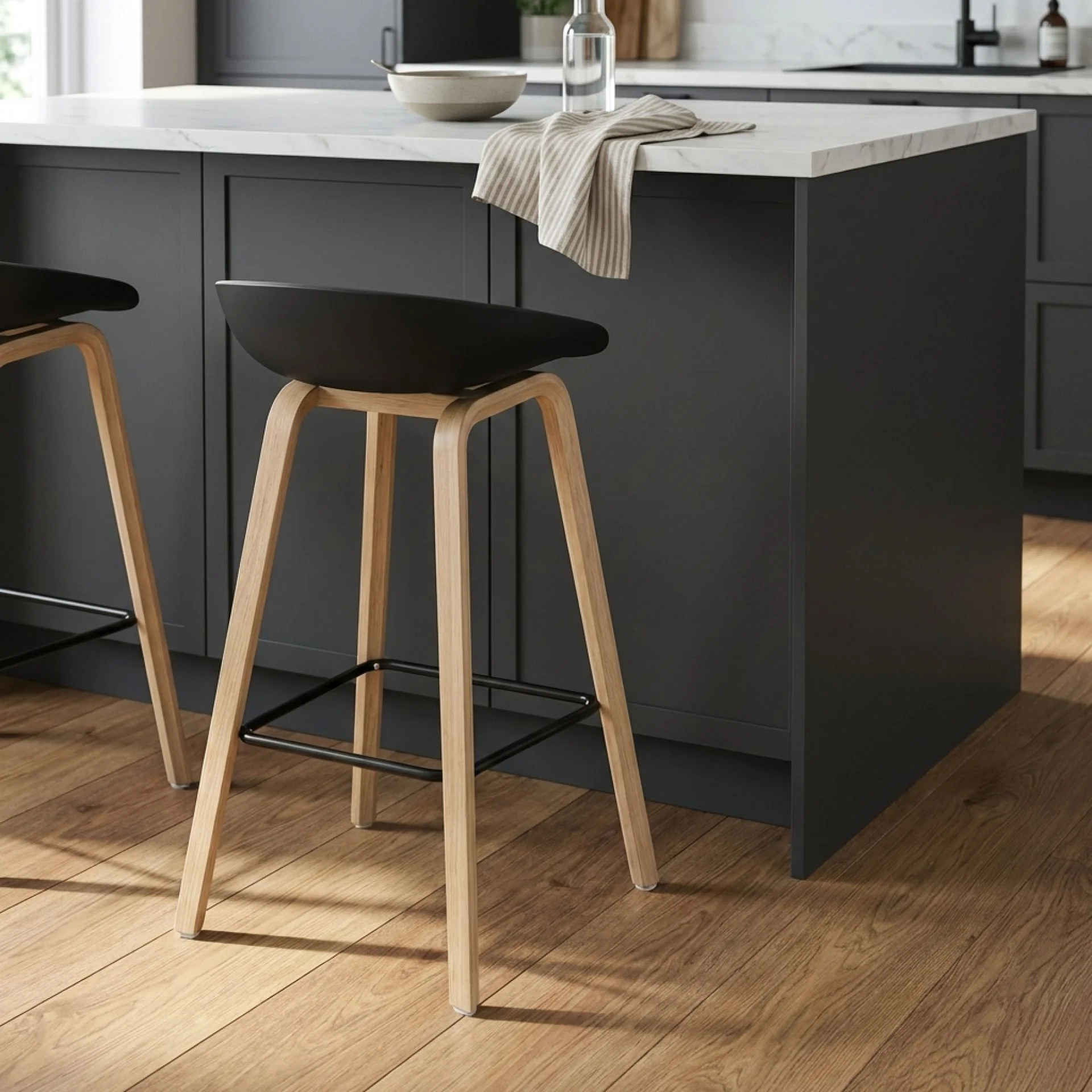 Kai Bar Stool Metal Barstool 75cm - Black - Image 7
