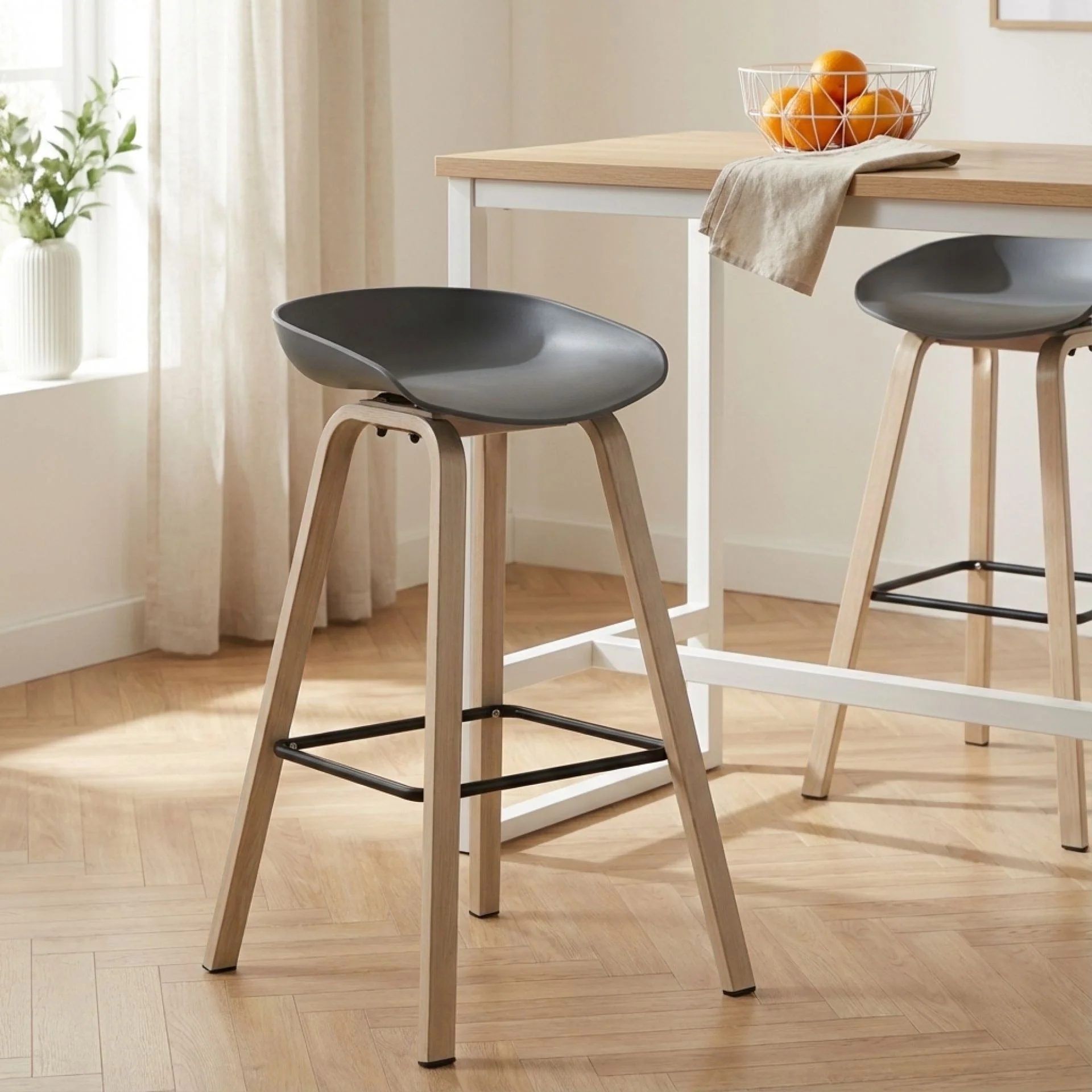 Kai Pro Metal Bar Stool 75cm - Set of 2 - Grey - Image 3