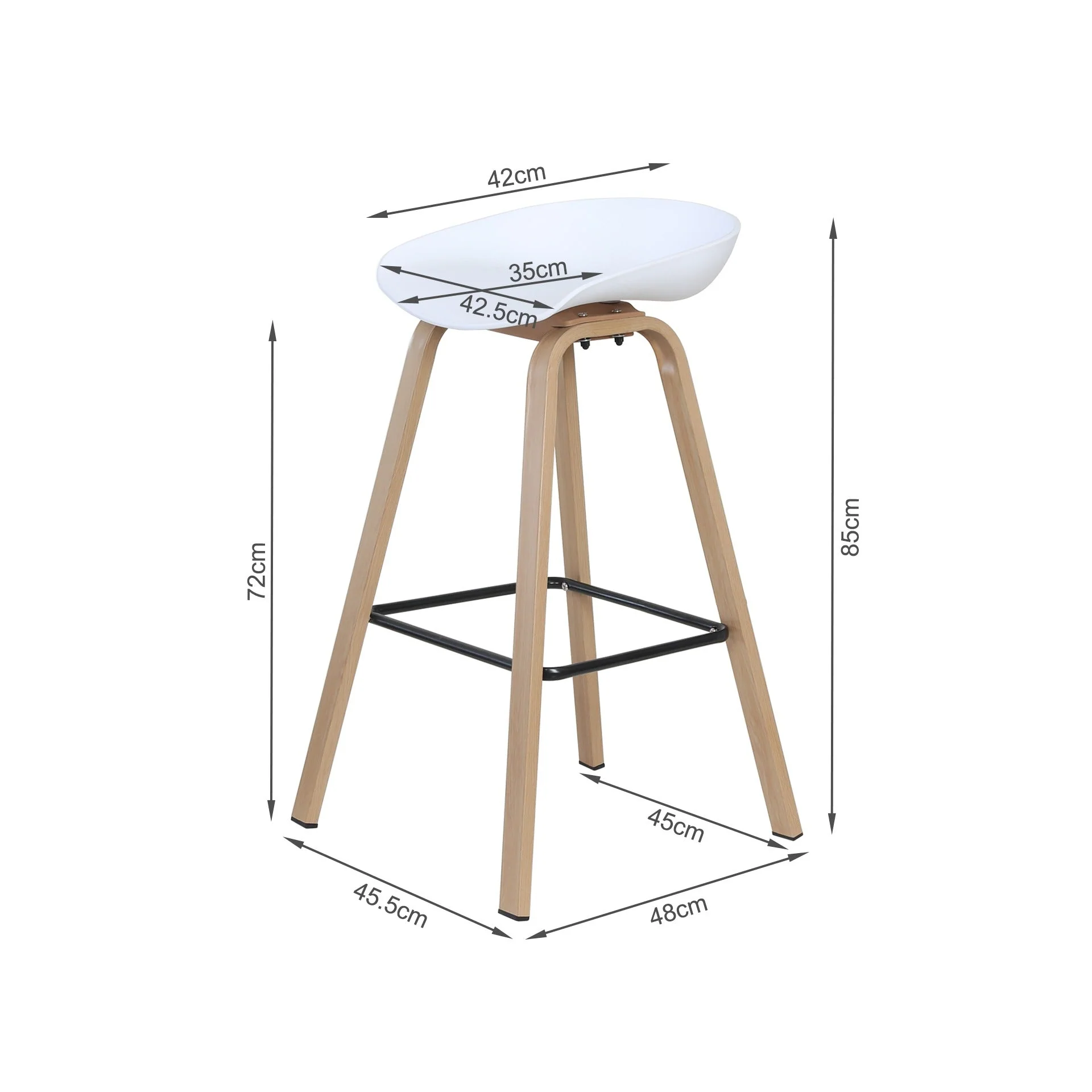 Kai Pro Metal Bar Stool 75cm - Set of 2 - White - Image 10