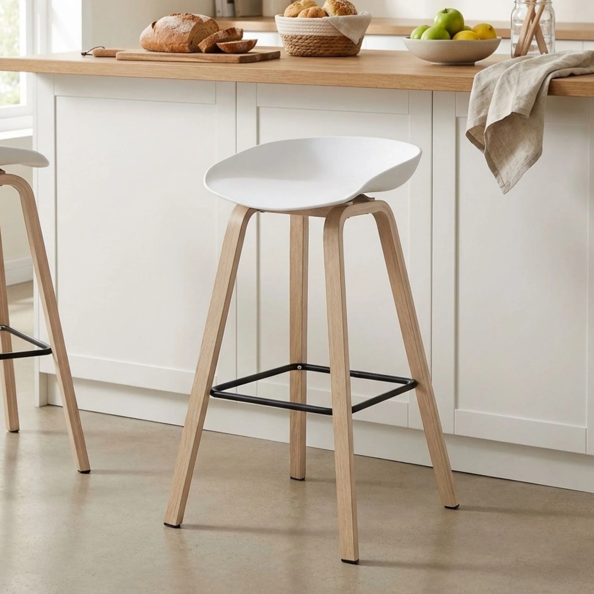 Kai Pro Metal Bar Stool 75cm - Set of 2 - White - Image 4