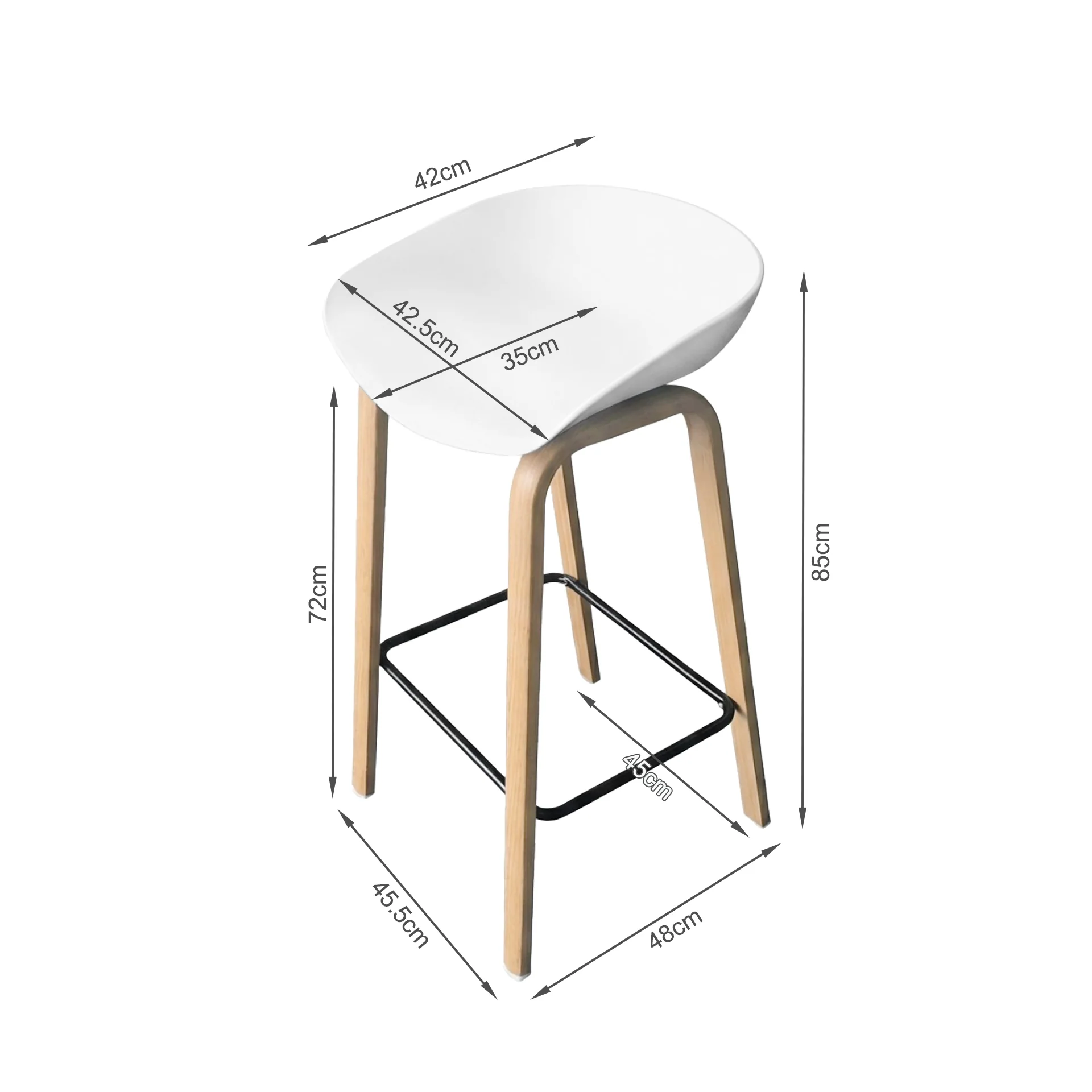 Kai Bar Stool Metal Barstool 75cm - White - Image 14
