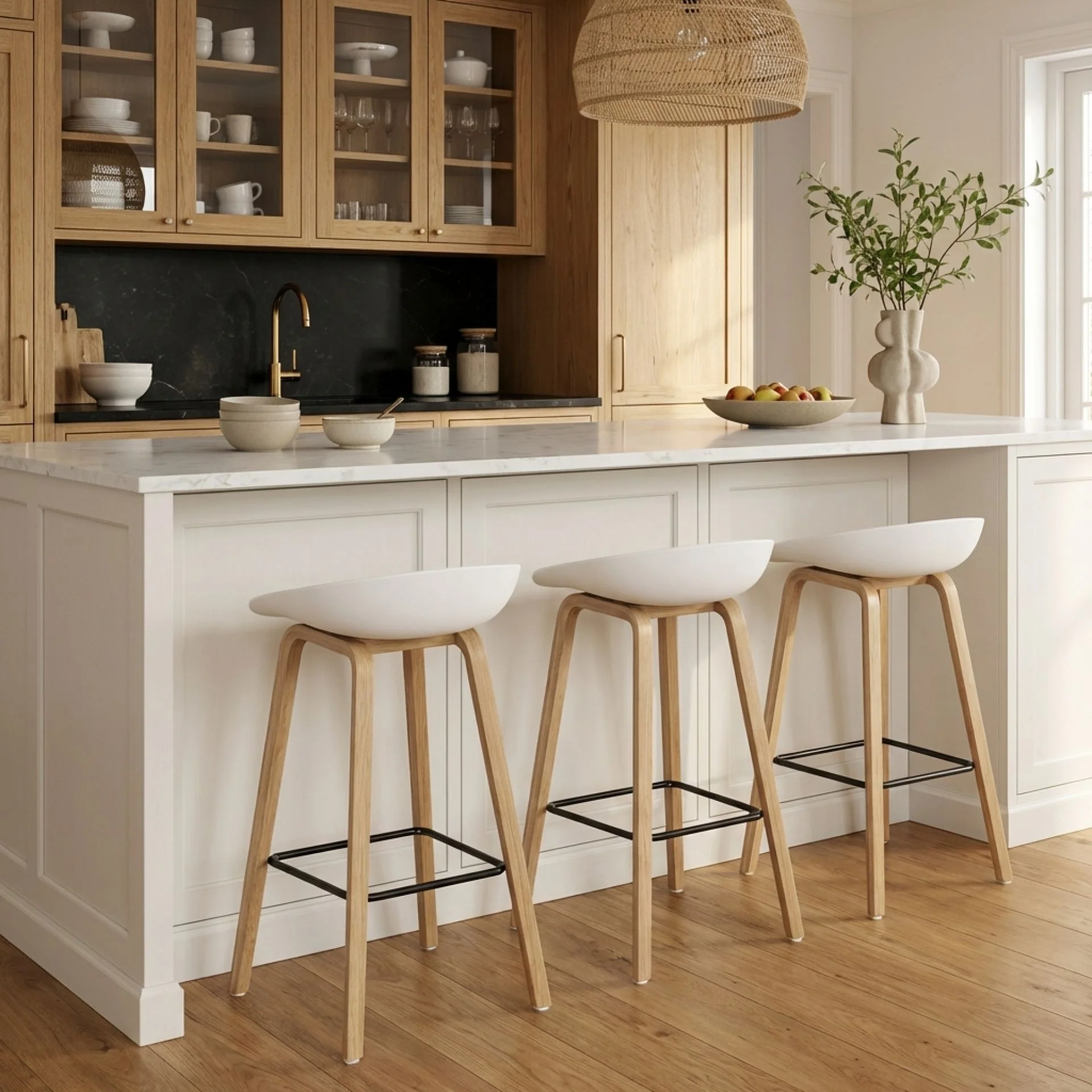 Kai Bar Stool Metal Barstool 75cm - White - Image 2