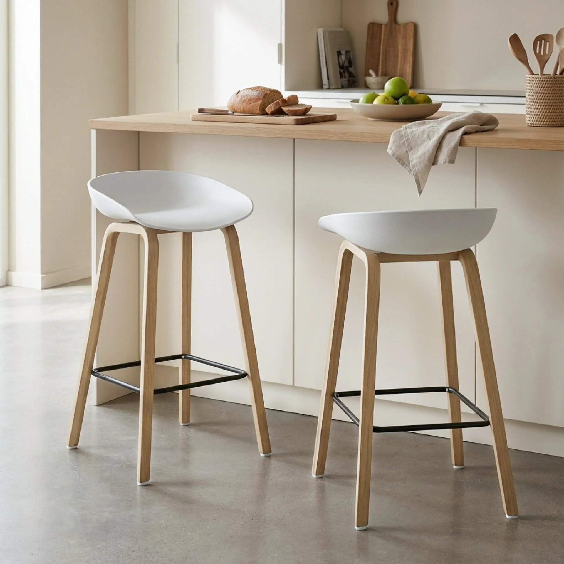 Kai Bar Stool Metal Barstool 75cm - White - Image 3