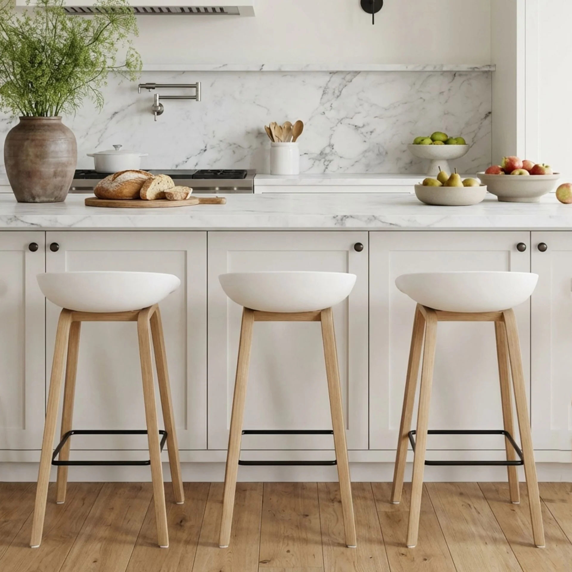 Kai Bar Stool Metal Barstool 75cm - White - Image 4