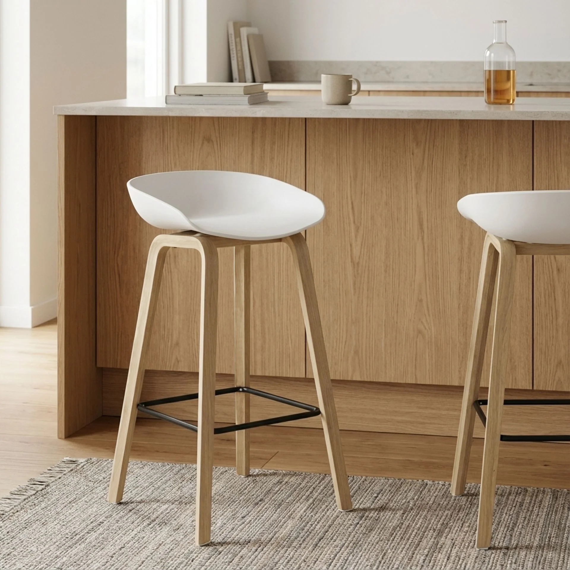 Kai Bar Stool Metal Barstool 75cm - White - Image 5