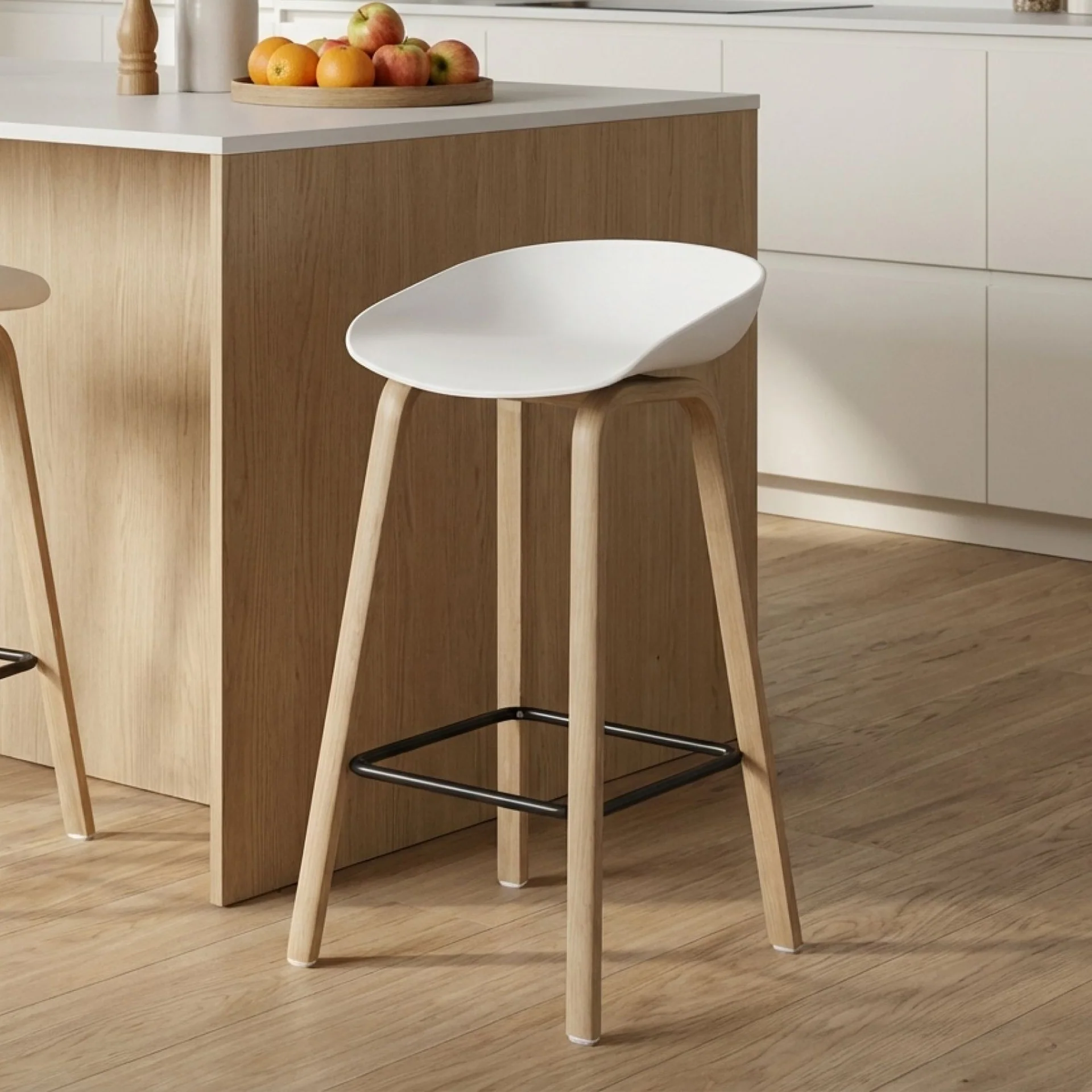 Kai Bar Stool Metal Barstool 75cm - White - Image 6