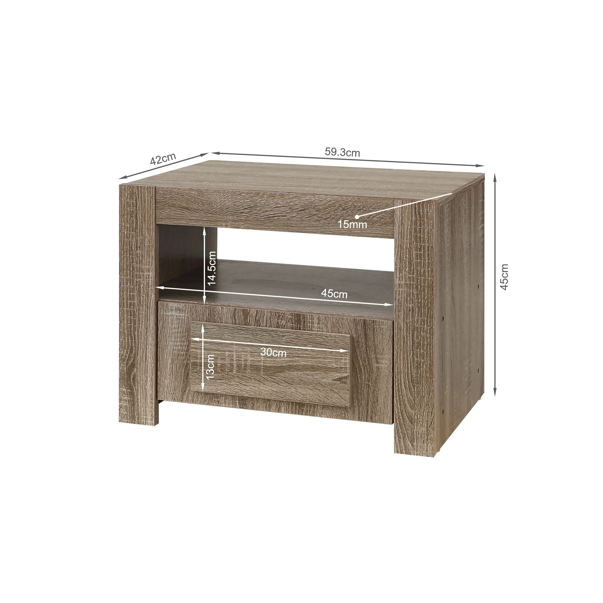 Kalani Bedside Table - Sonama Oak - Image 10