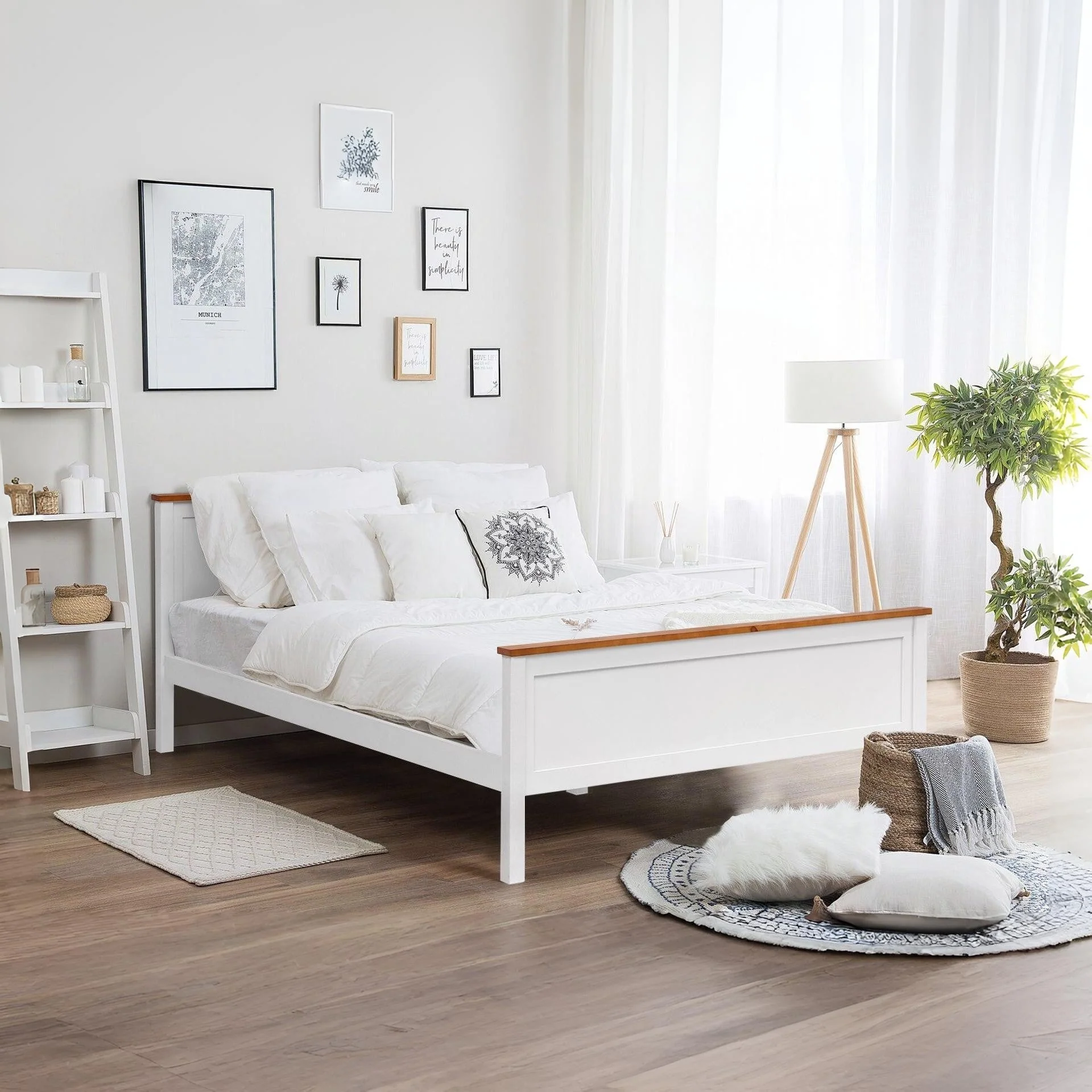 Kamet Double Wooden Bed Frame - White