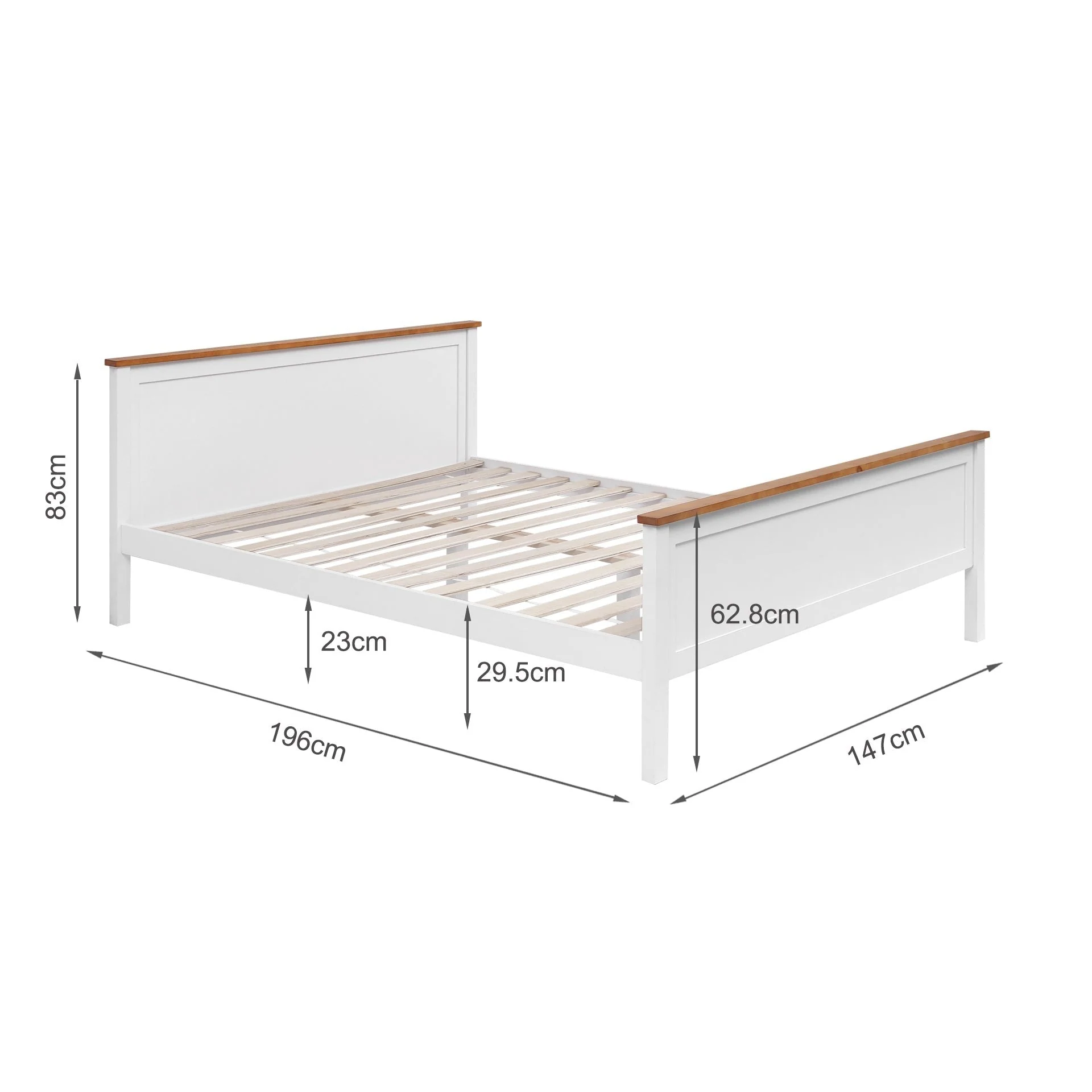 Kamet Double Wooden Bed Frame - White - Image 8