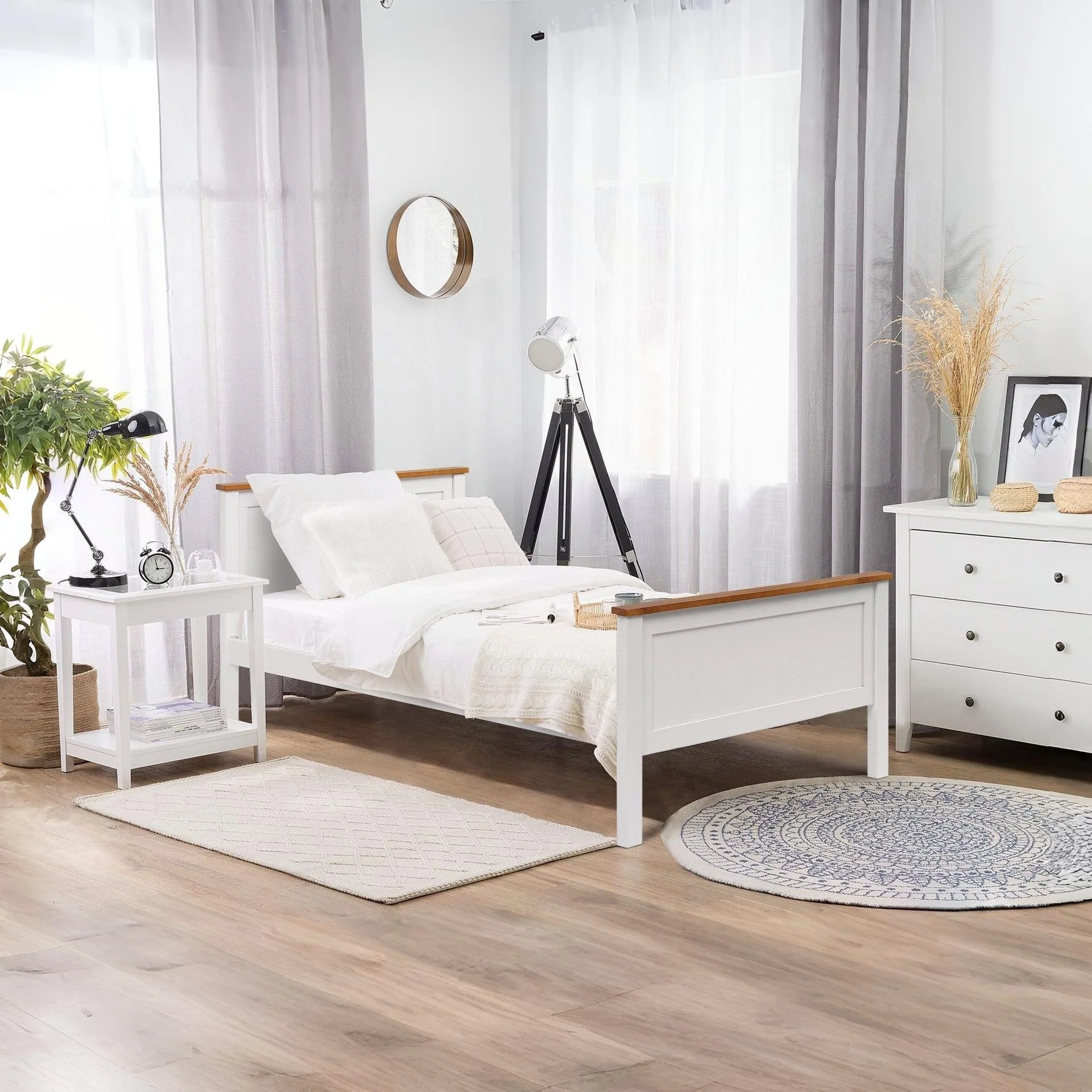 Kamet Single Wooden Bed Frame - White