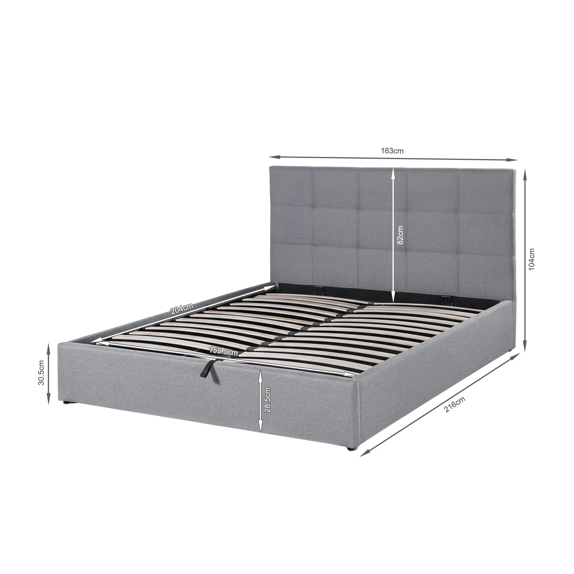 Kano Queen Gas Lift Bed Frame - Grey - Image 14