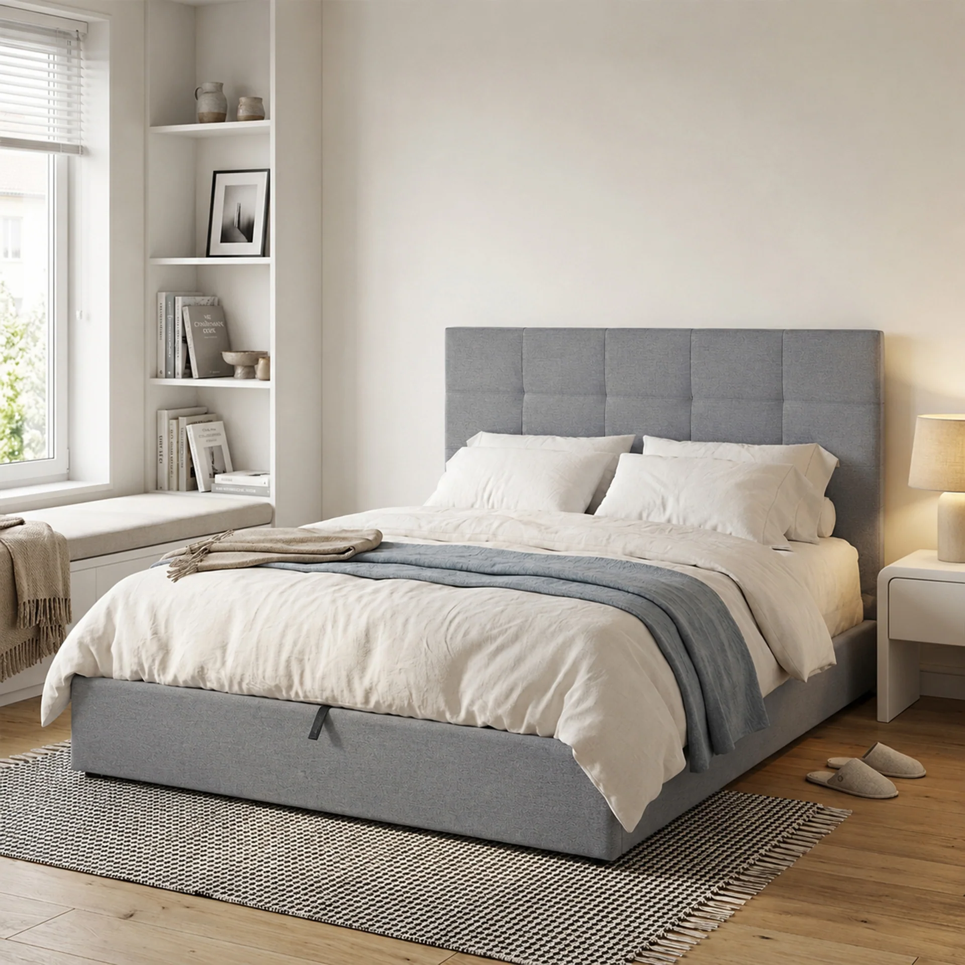 Kano Queen Gas Lift Bed Frame - Grey - Image 3