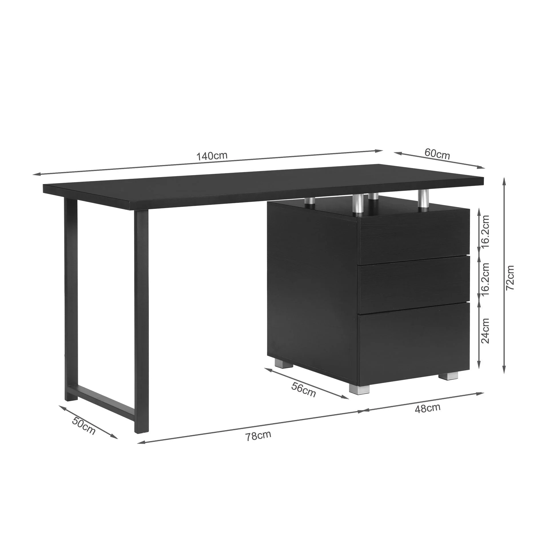 Karter Computer Desk with Drawers - Black - Image 13