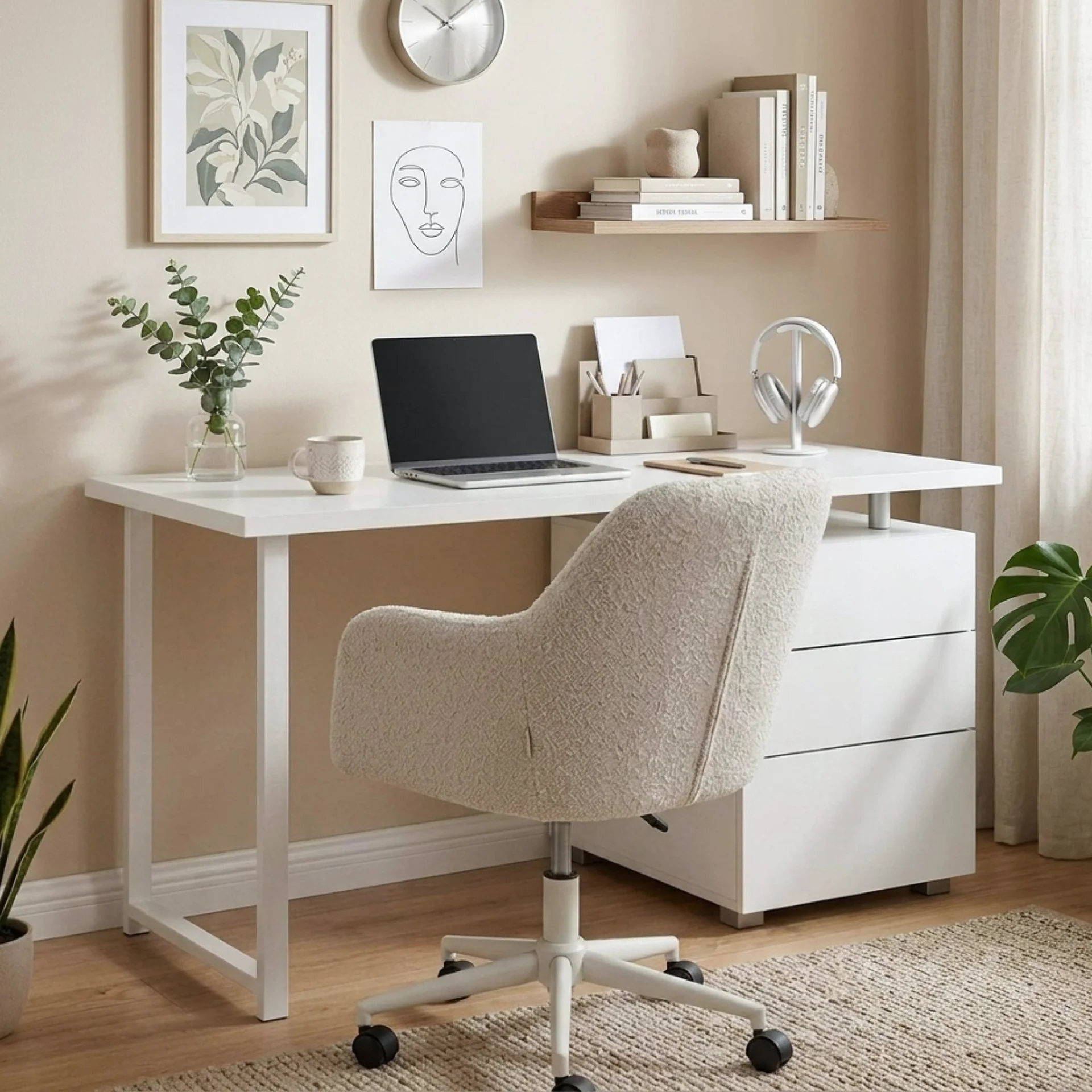 Karter Computer Desk with Drawers - White - Image 5