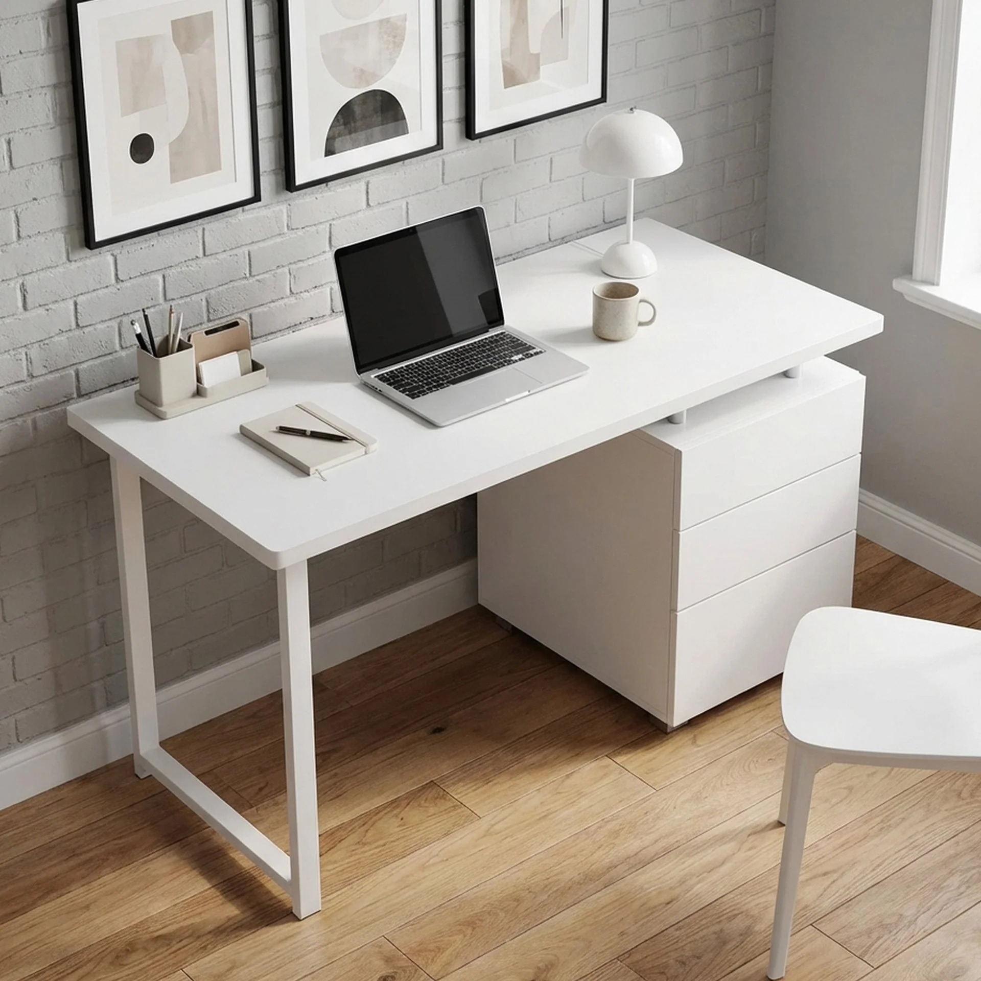 Karter Computer Desk with Drawers - White - Image 6