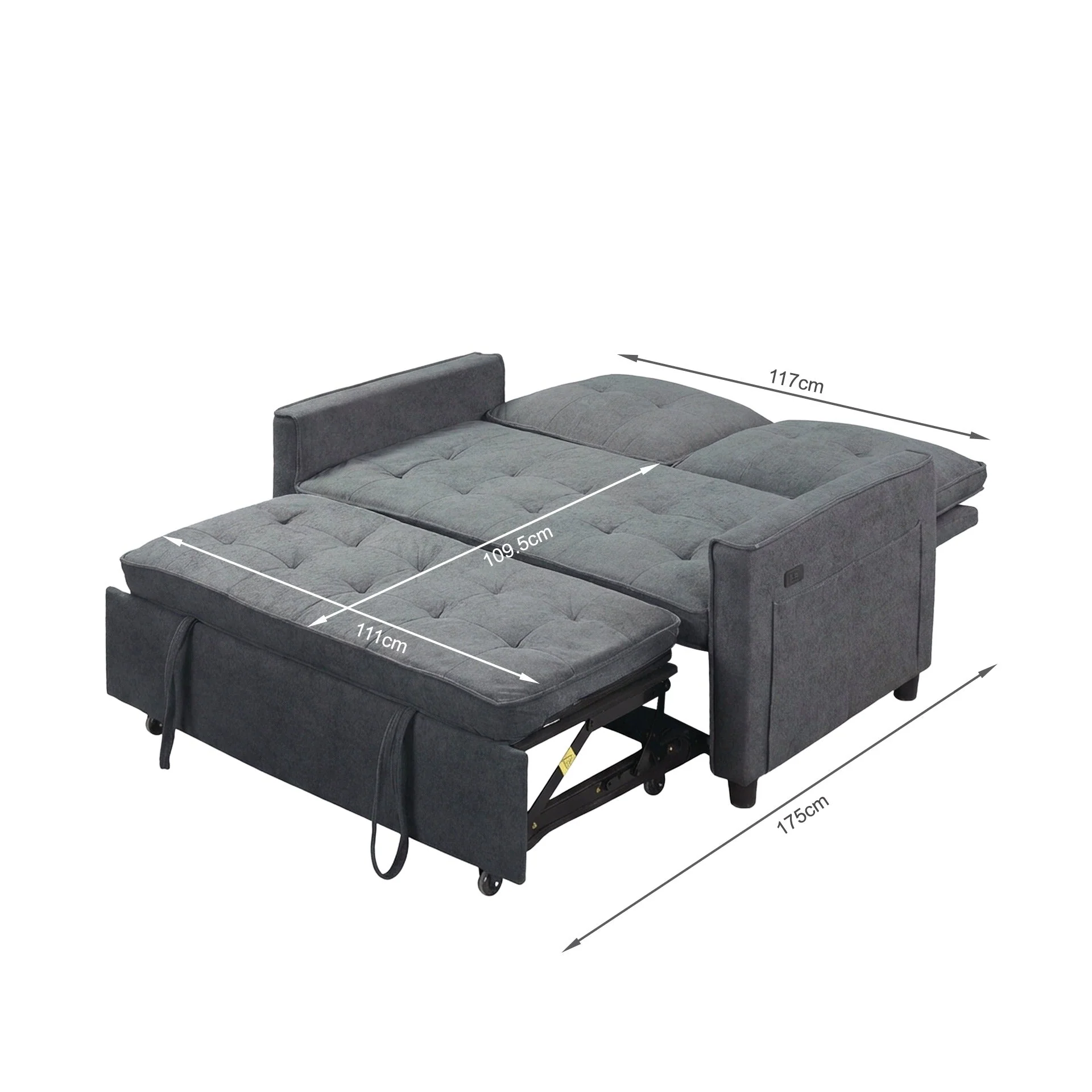 Kauri Boucle 2 Seater Sofa Bed - Dark Grey - Image 21