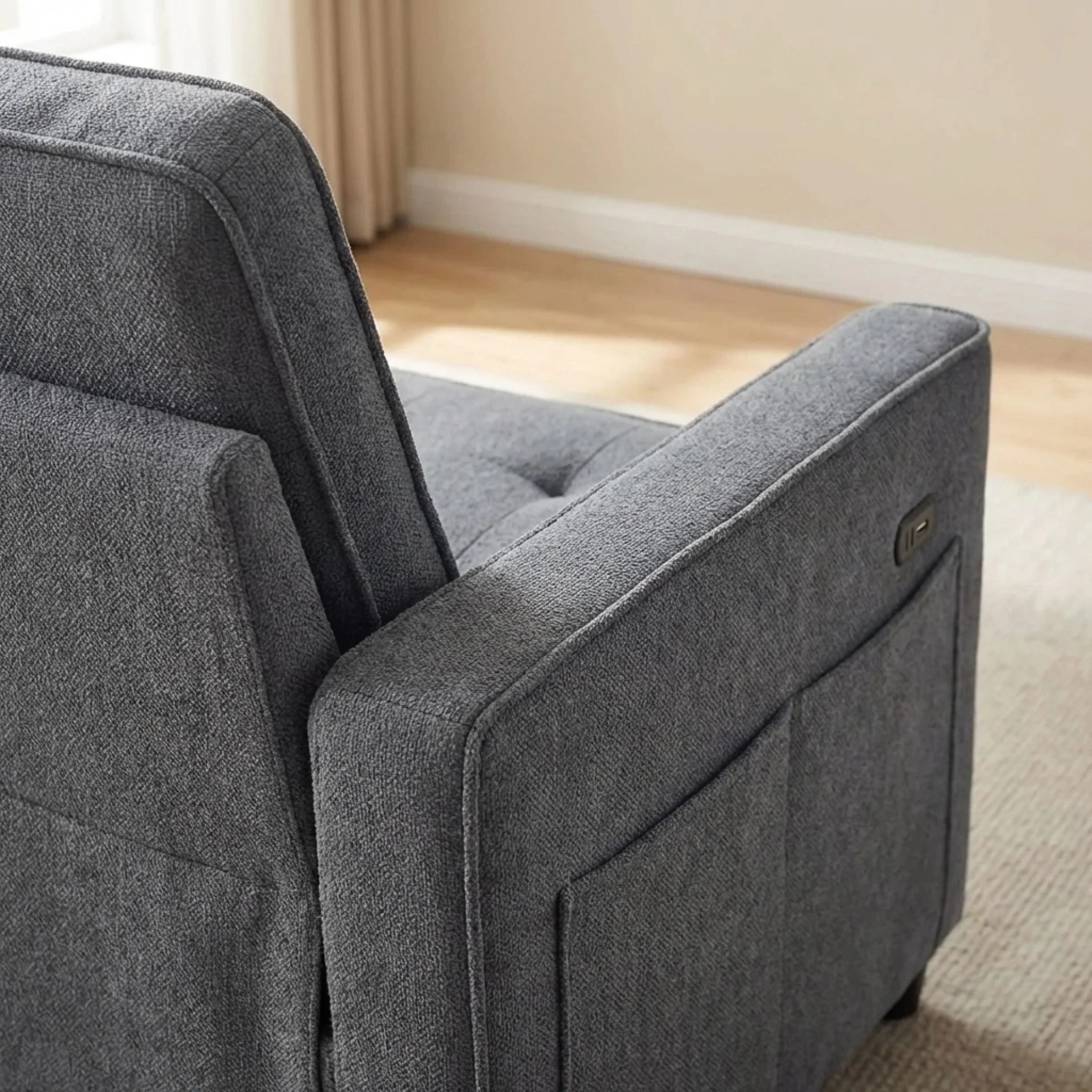 Kauri Boucle 2 Seater Sofa Bed - Dark Grey - Image 5
