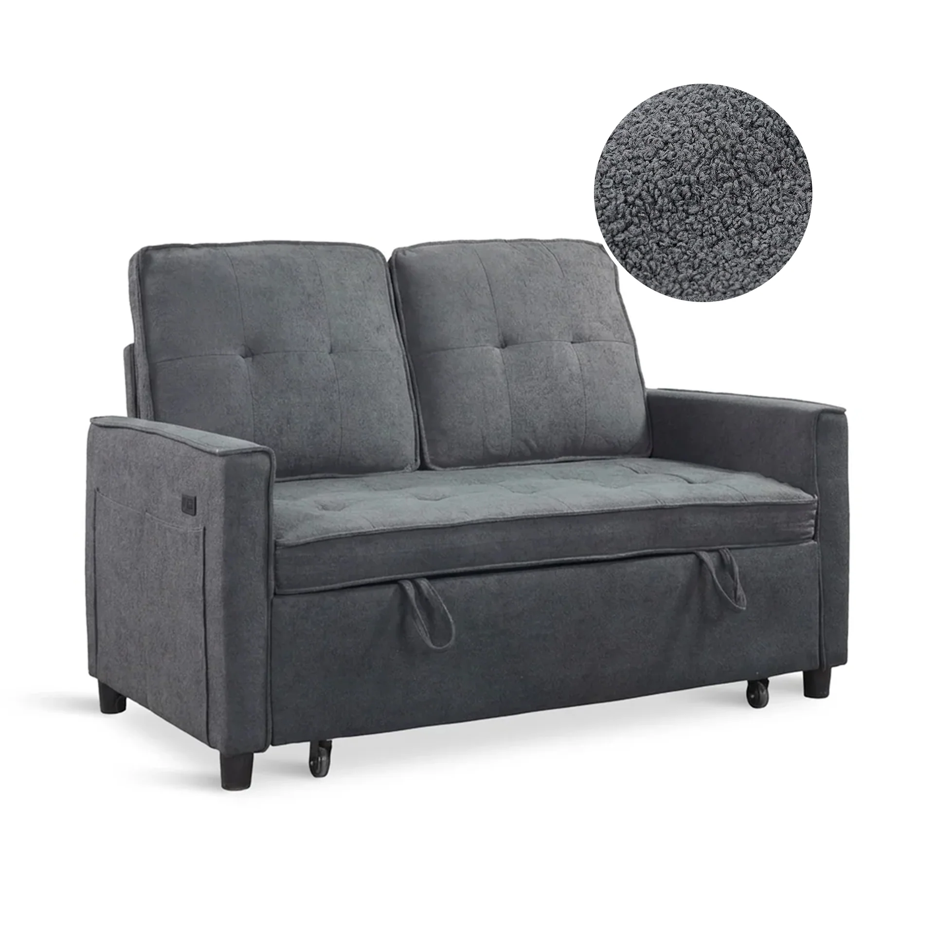 Kauri Boucle 2 Seater Sofa Bed - Dark Grey - Image 7