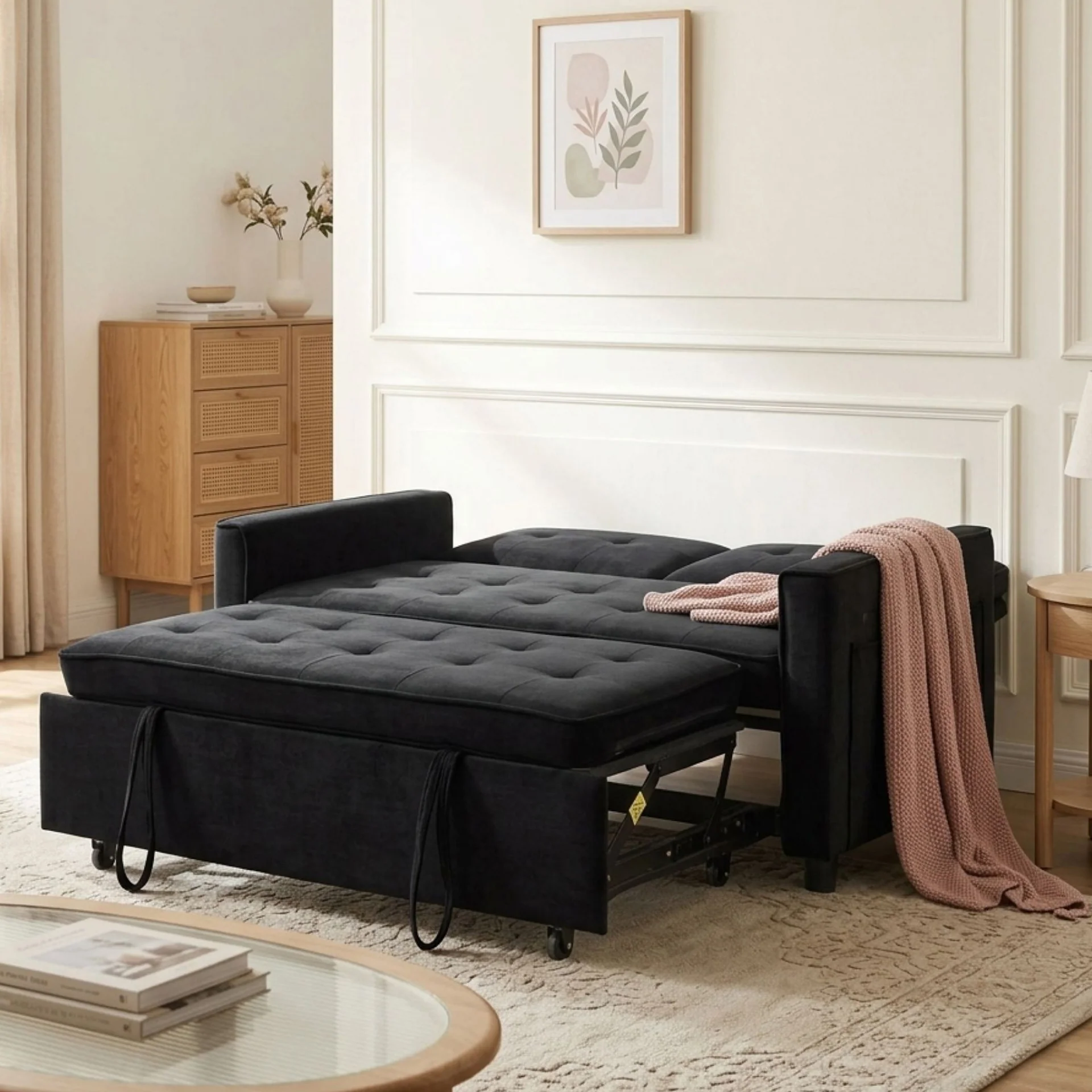 Kauri Boucle 2 Seater Sofa Bed - Black - Image 3