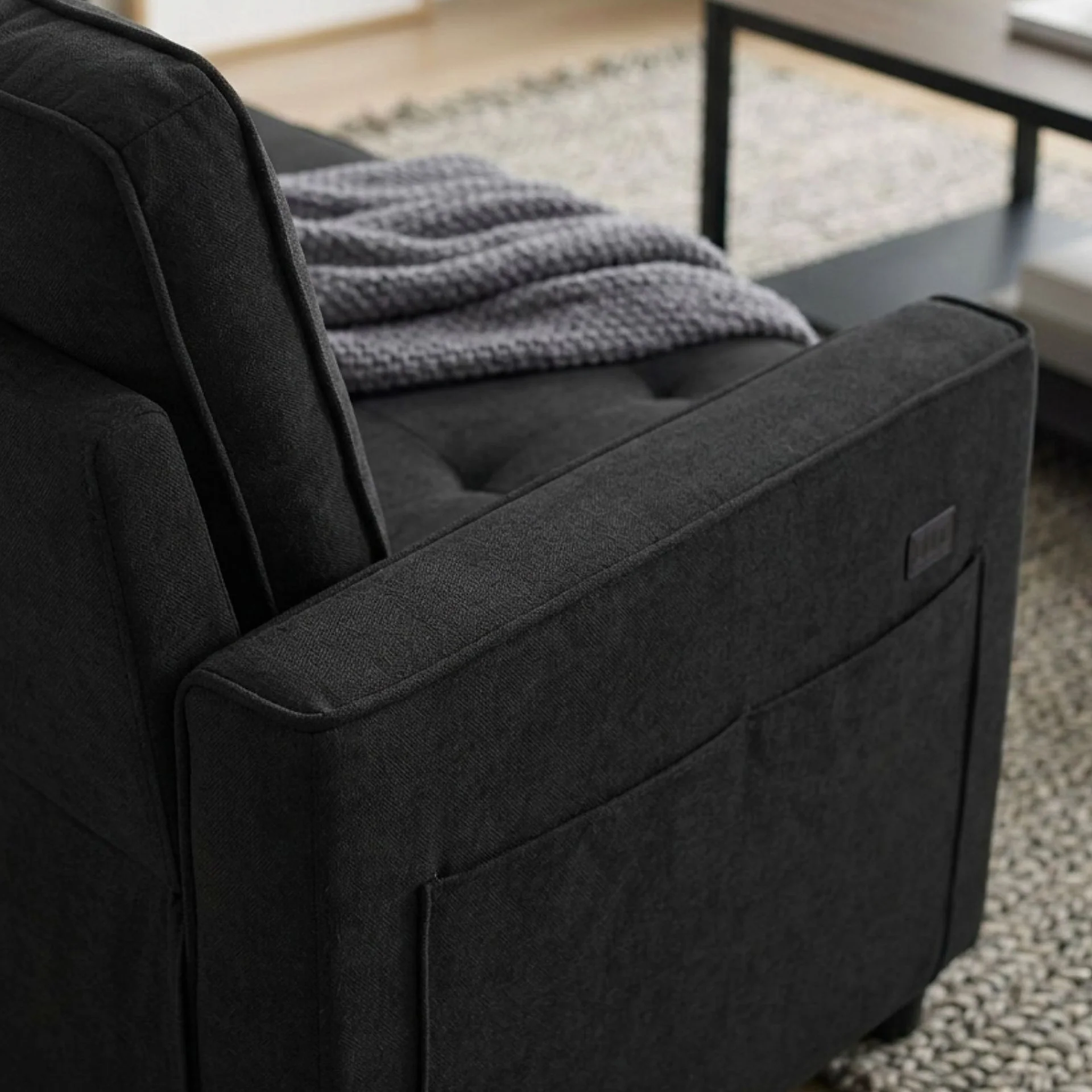 Kauri Boucle 2 Seater Sofa Bed - Black - Image 5