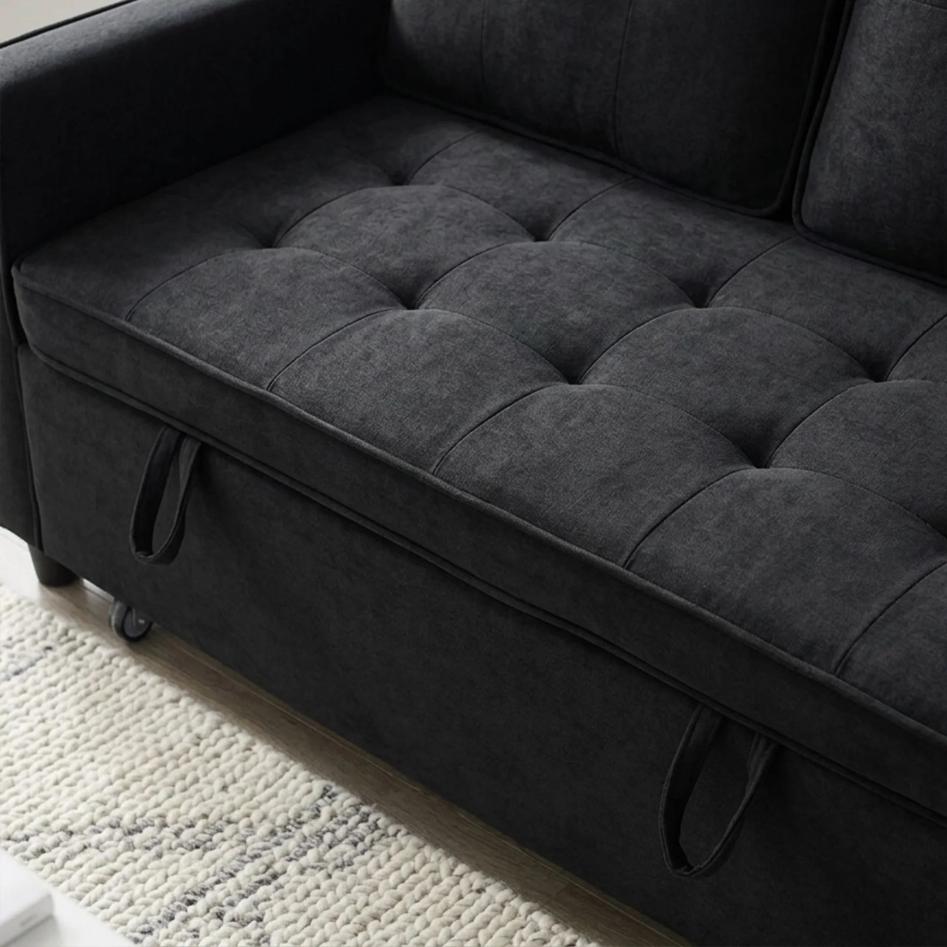 Kauri Boucle 2 Seater Sofa Bed - Black - Image 6