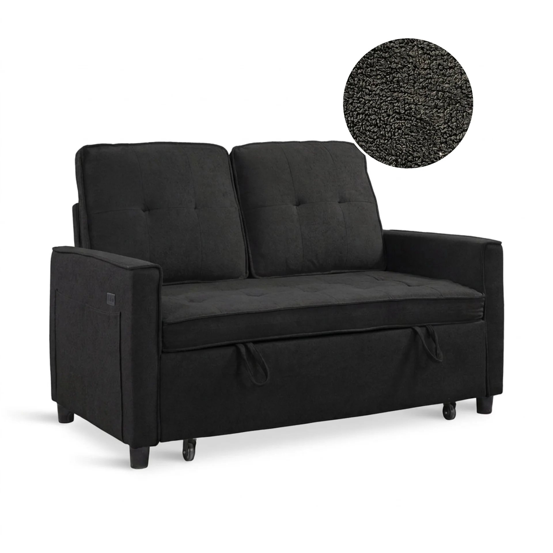 Kauri Boucle 2 Seater Sofa Bed - Black - Image 7