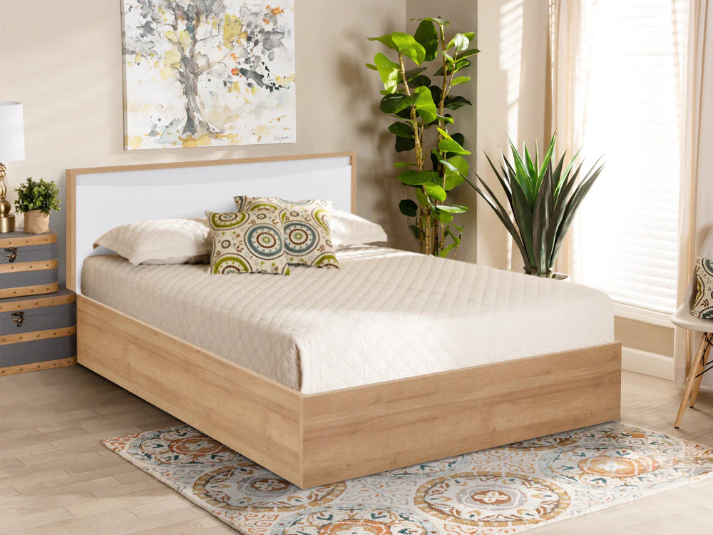 KAWEKA King Wooden Bed Frame - Oak