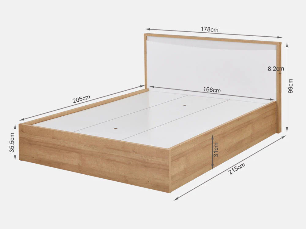 KAWEKA King Wooden Bed Frame - Oak - Image 13
