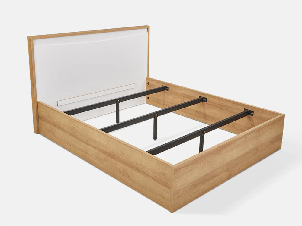 KAWEKA King Wooden Bed Frame - Oak - Image 5