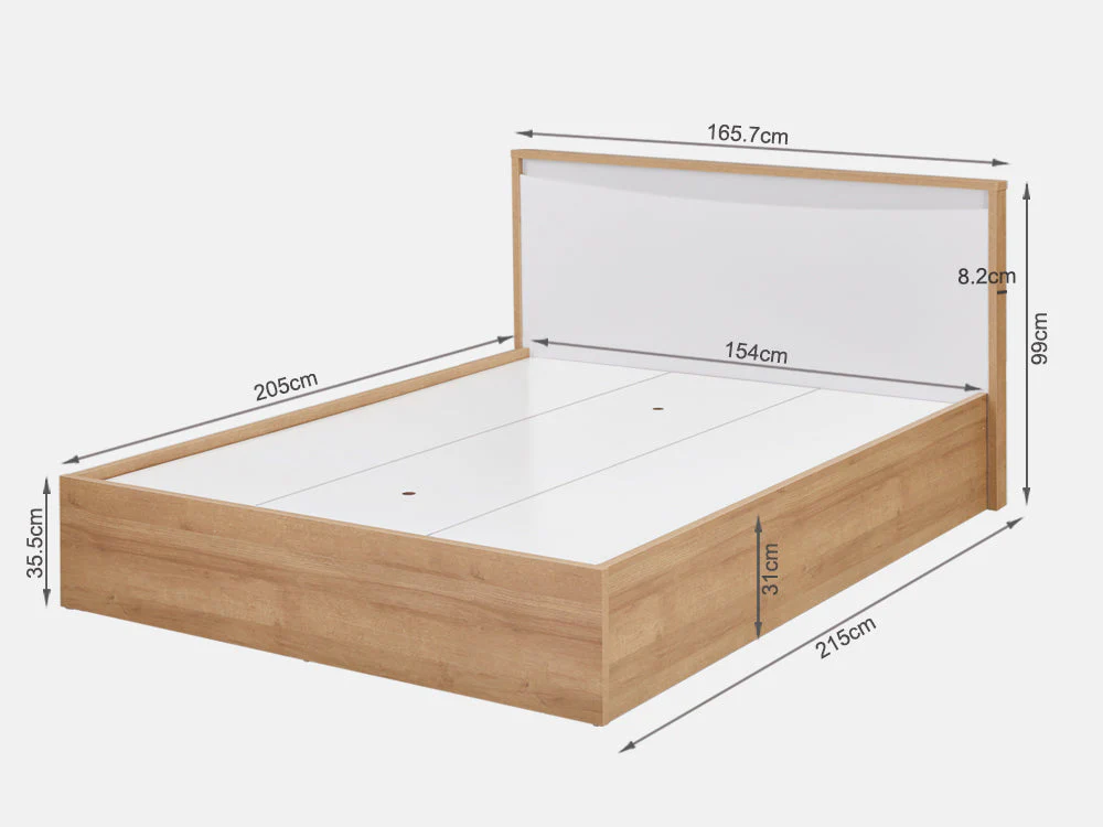 KAWEKA Queen Wooden Bed Frame - Oak - Image 13