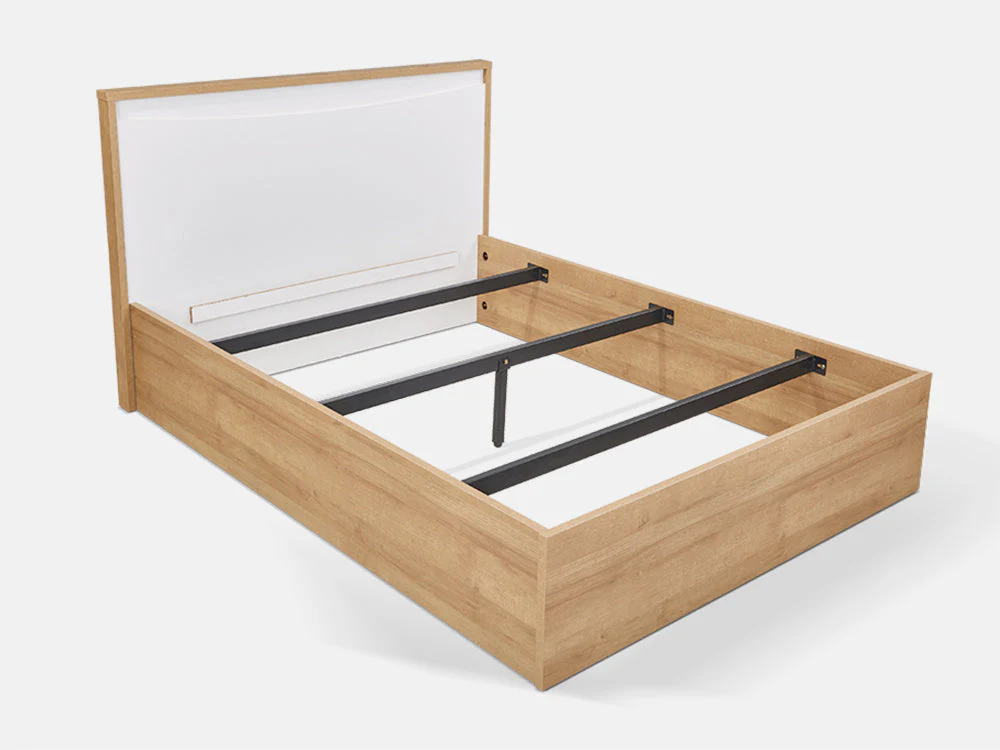 KAWEKA Queen Wooden Bed Frame - Oak - Image 5